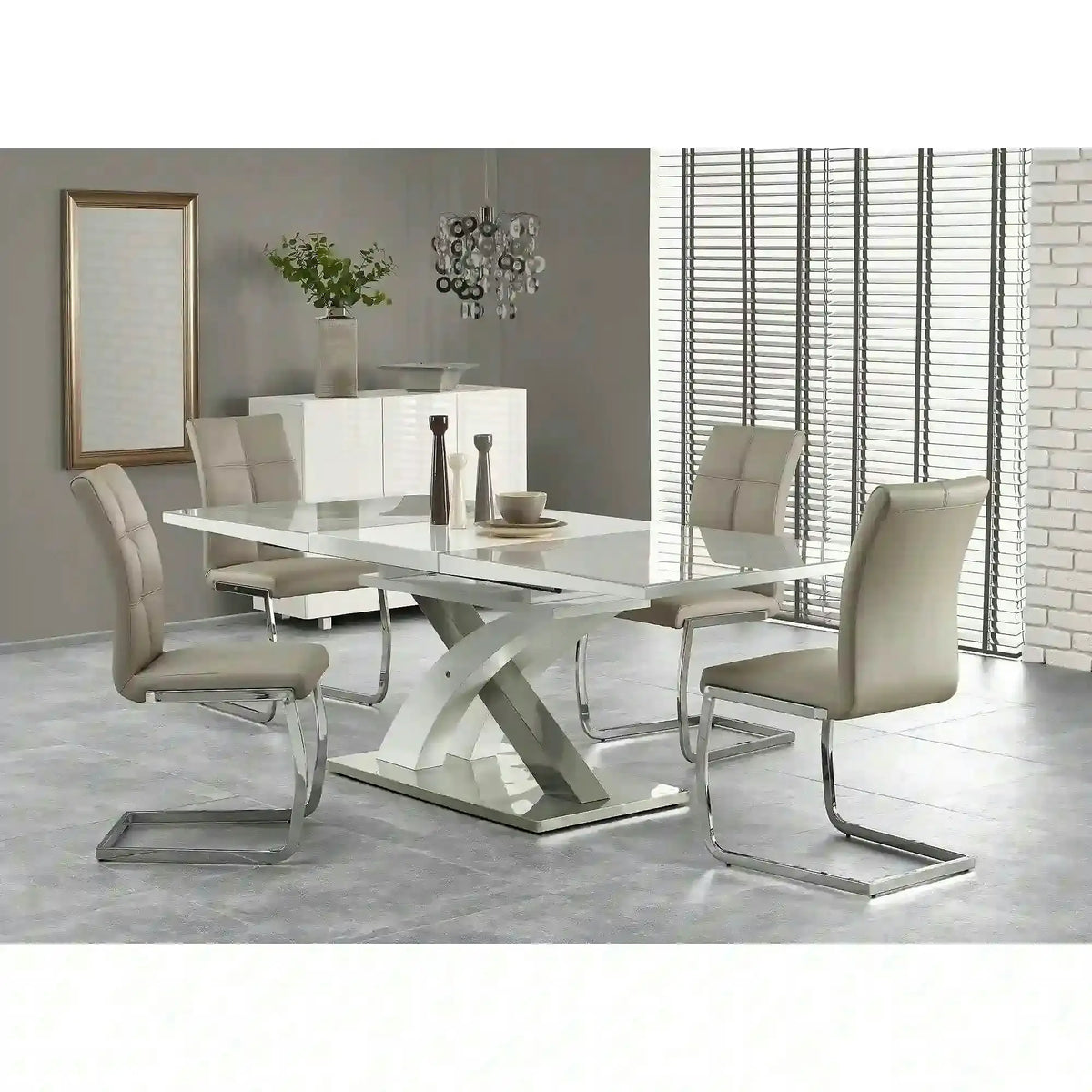 Masa extensibila SANDOR 2, alb/crom, 160/220x90x78 cm