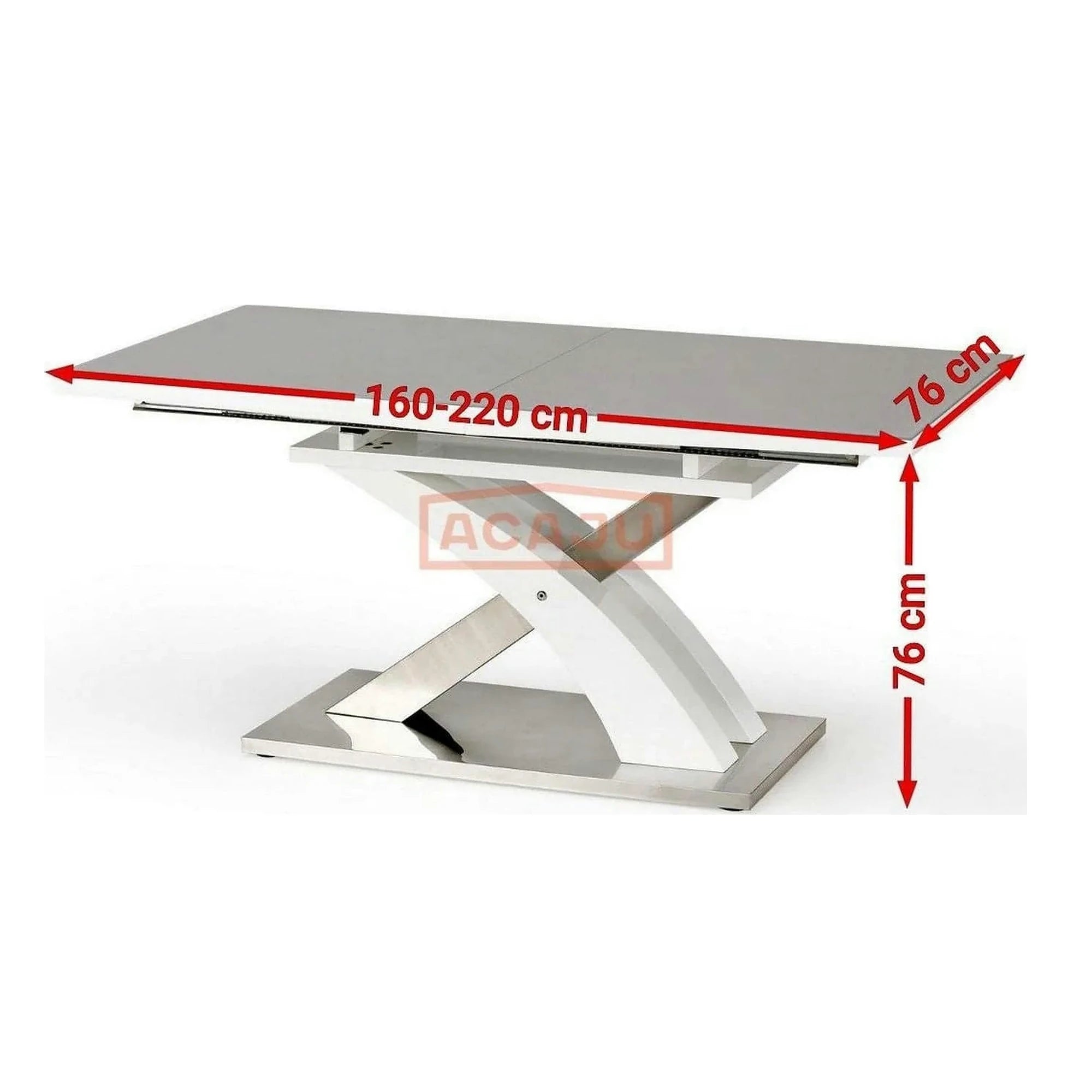 Masa extensibila SANDOR 2, alb/crom, 160/220x90x78 cm