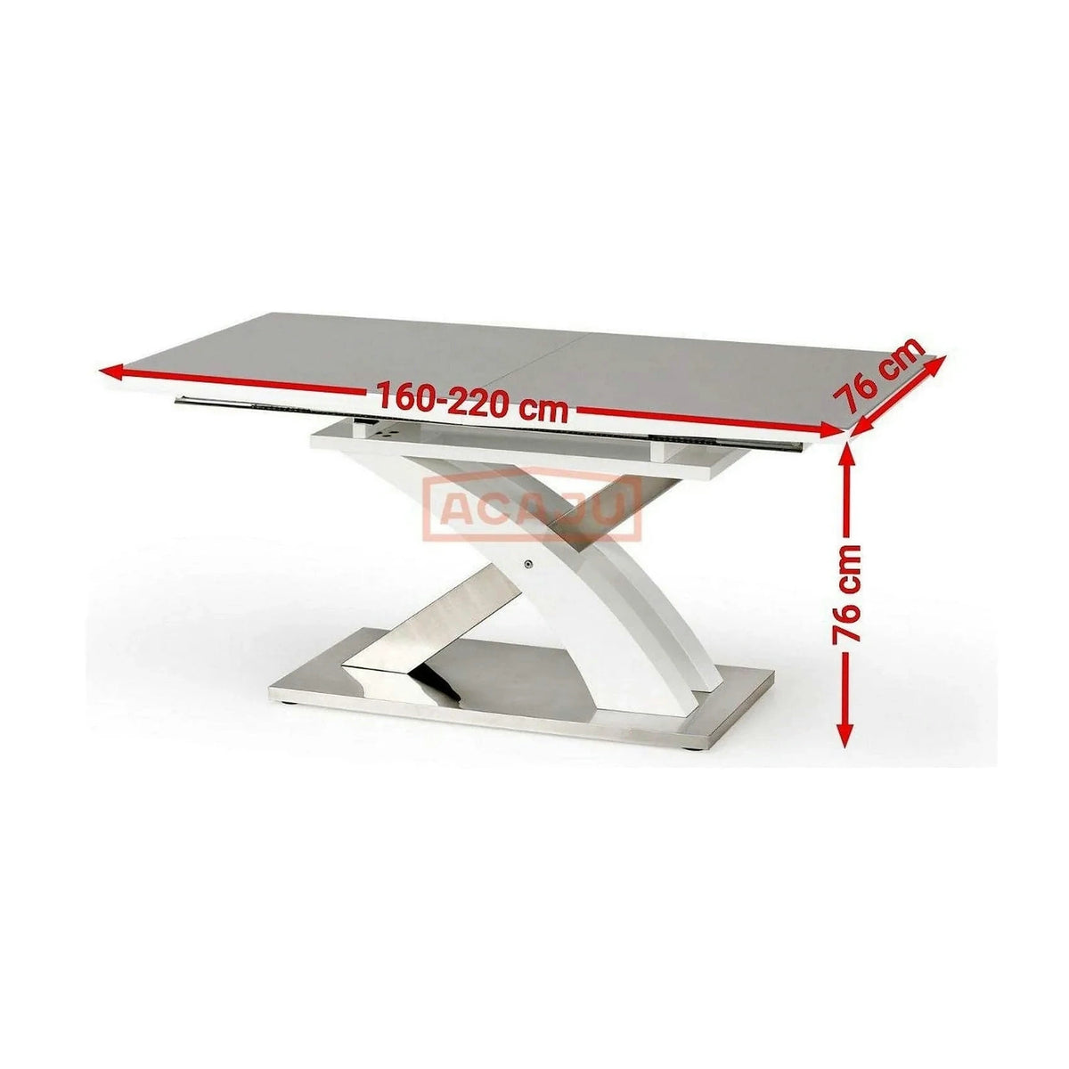 Masa extensibila SANDOR 2, alb/crom, 160/220x90x78 cm