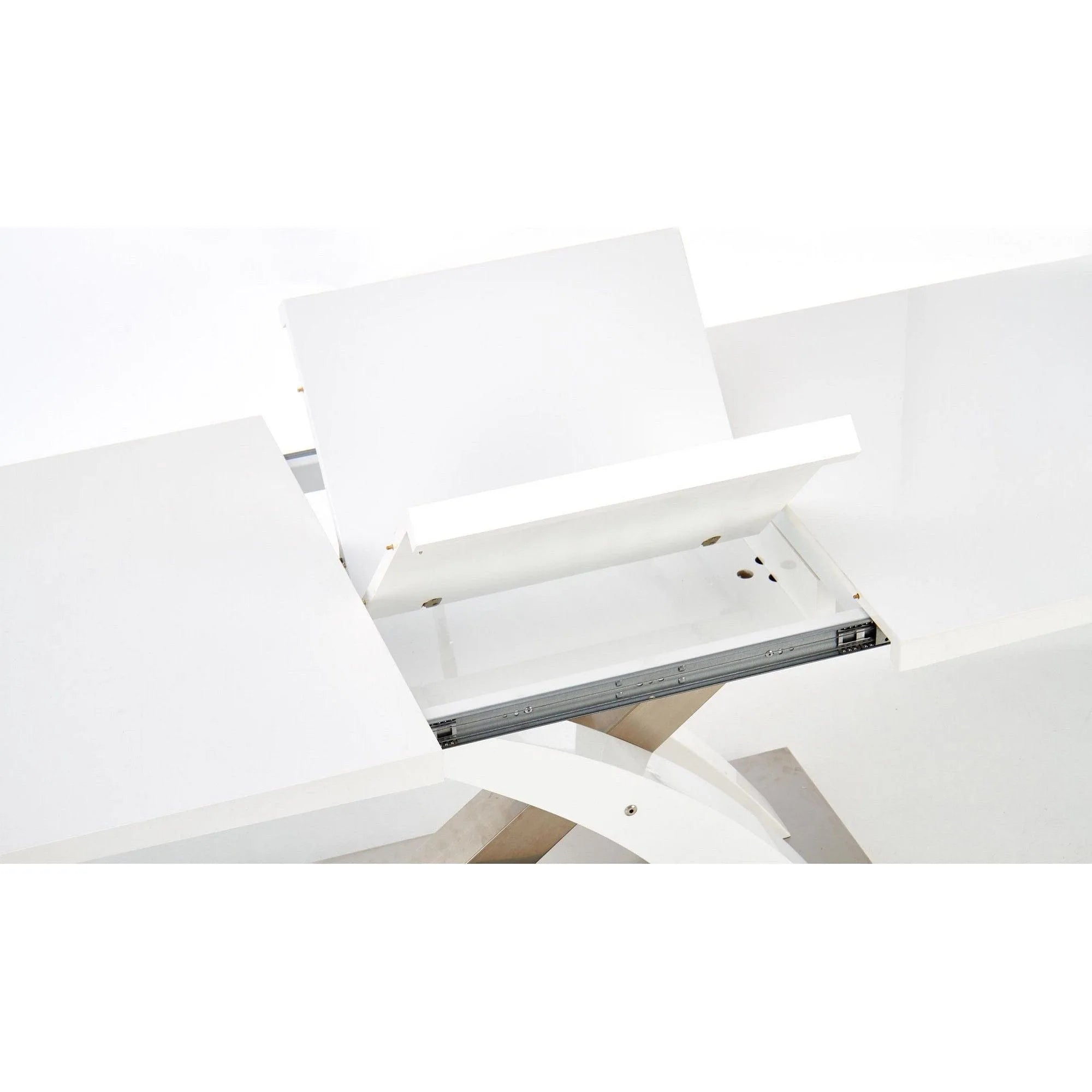 Masa extensibila SANDOR 2, alb/crom, sticla securizata/otel, 160/220x90x78 cm