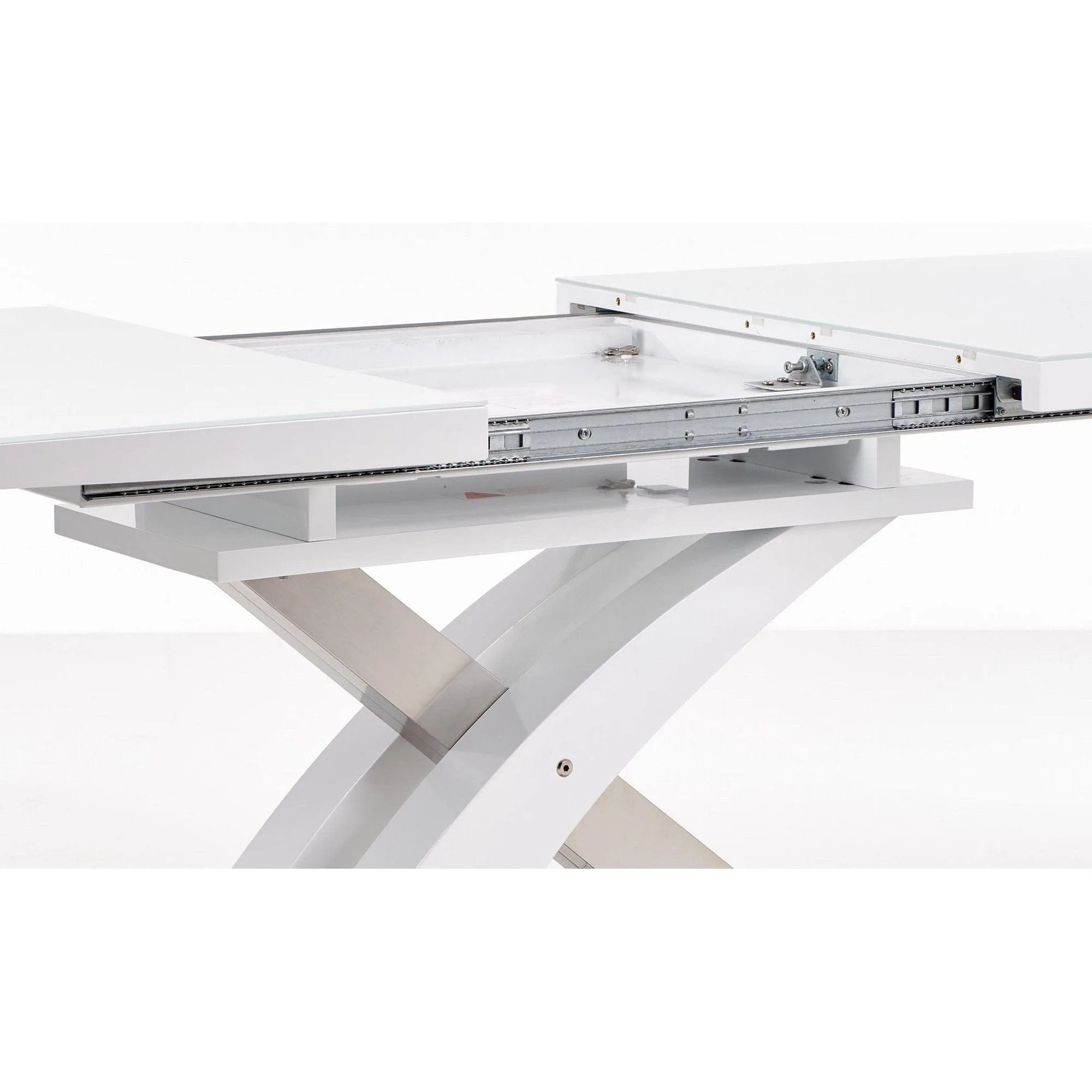 Masa extensibila SANDOR, alb/crom, 160/220x90x77 cm