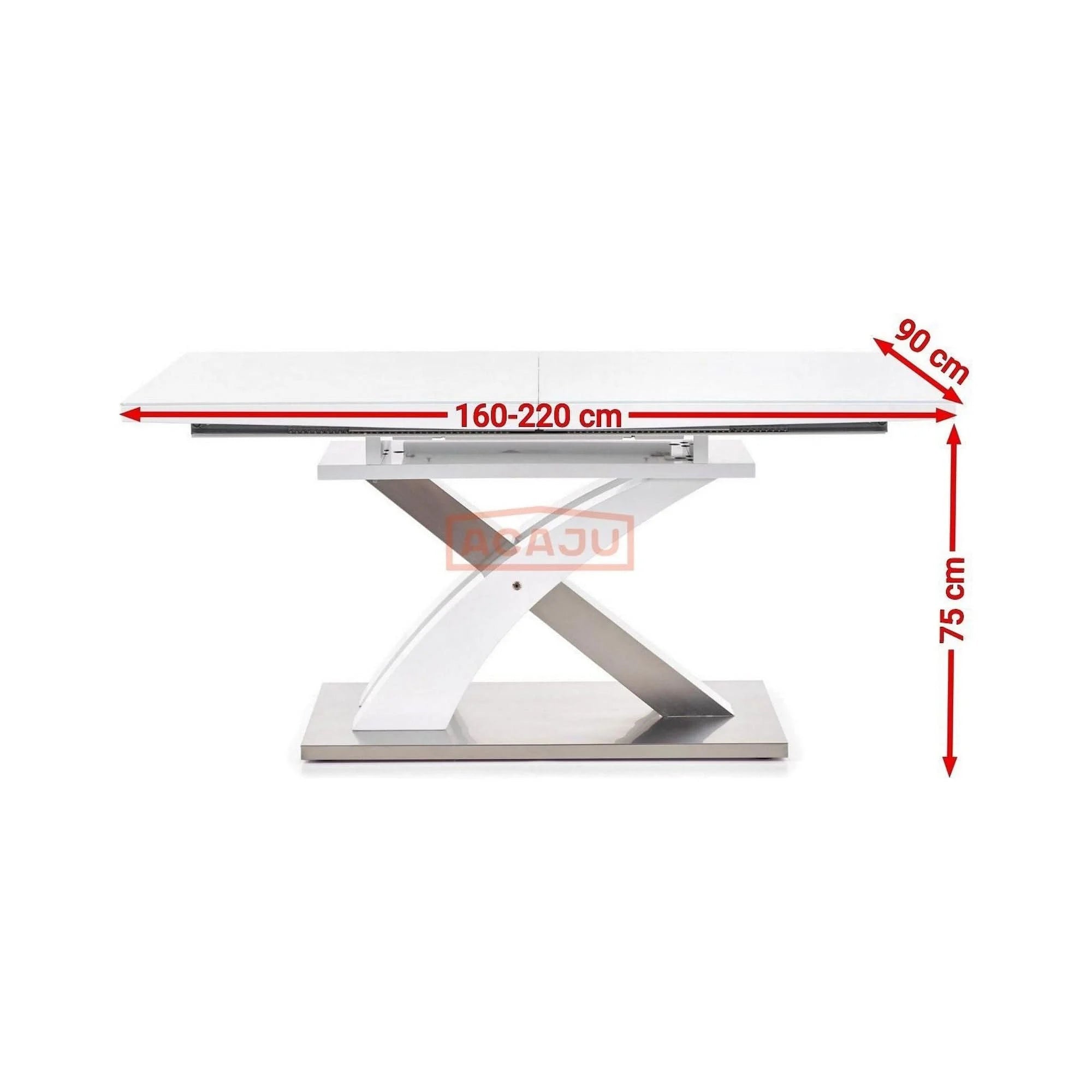 Masa extensibila SANDOR, alb/crom, 160/220x90x77 cm