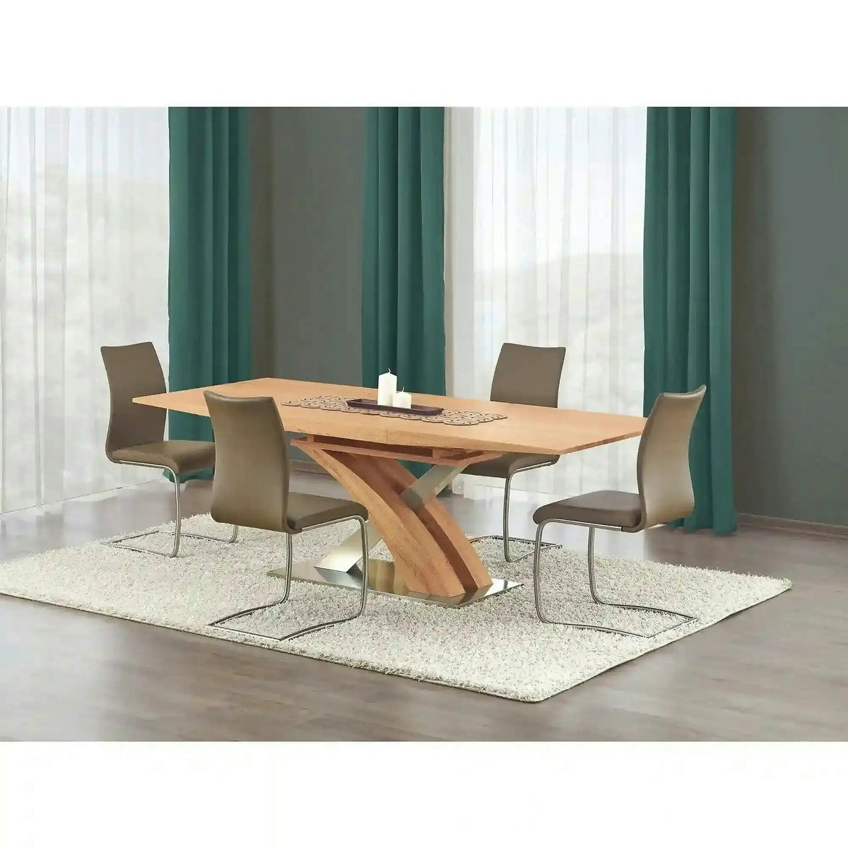 Masa extensibila SANDOR, stejar/crom, 160/220x90x77 cm