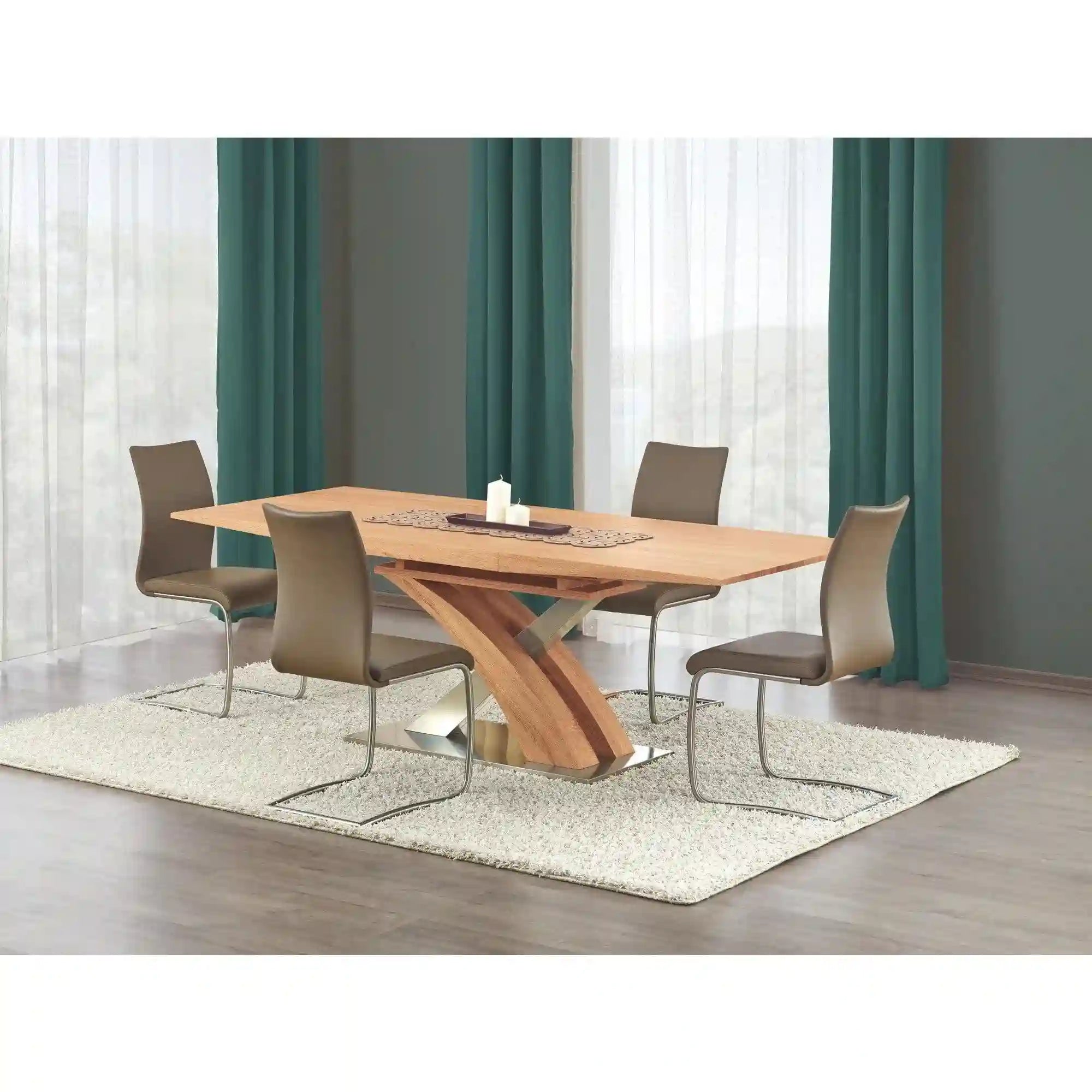 Masa extensibila SANDOR, stejar/crom, 160/220x90x77 cm