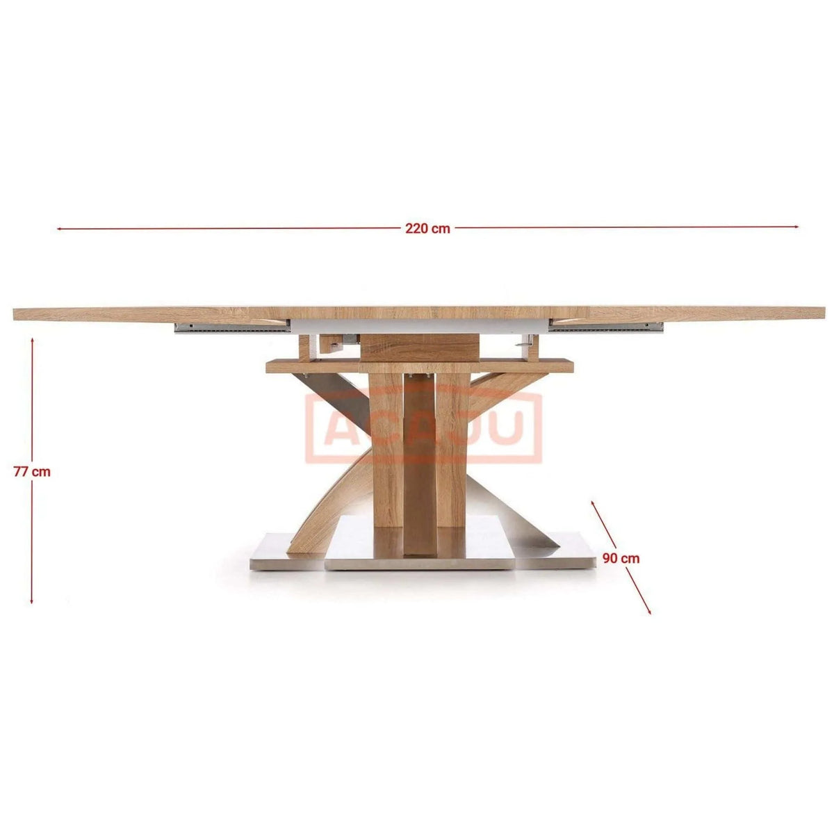 Masa extensibila SANDOR, stejar/crom, 160/220x90x77 cm