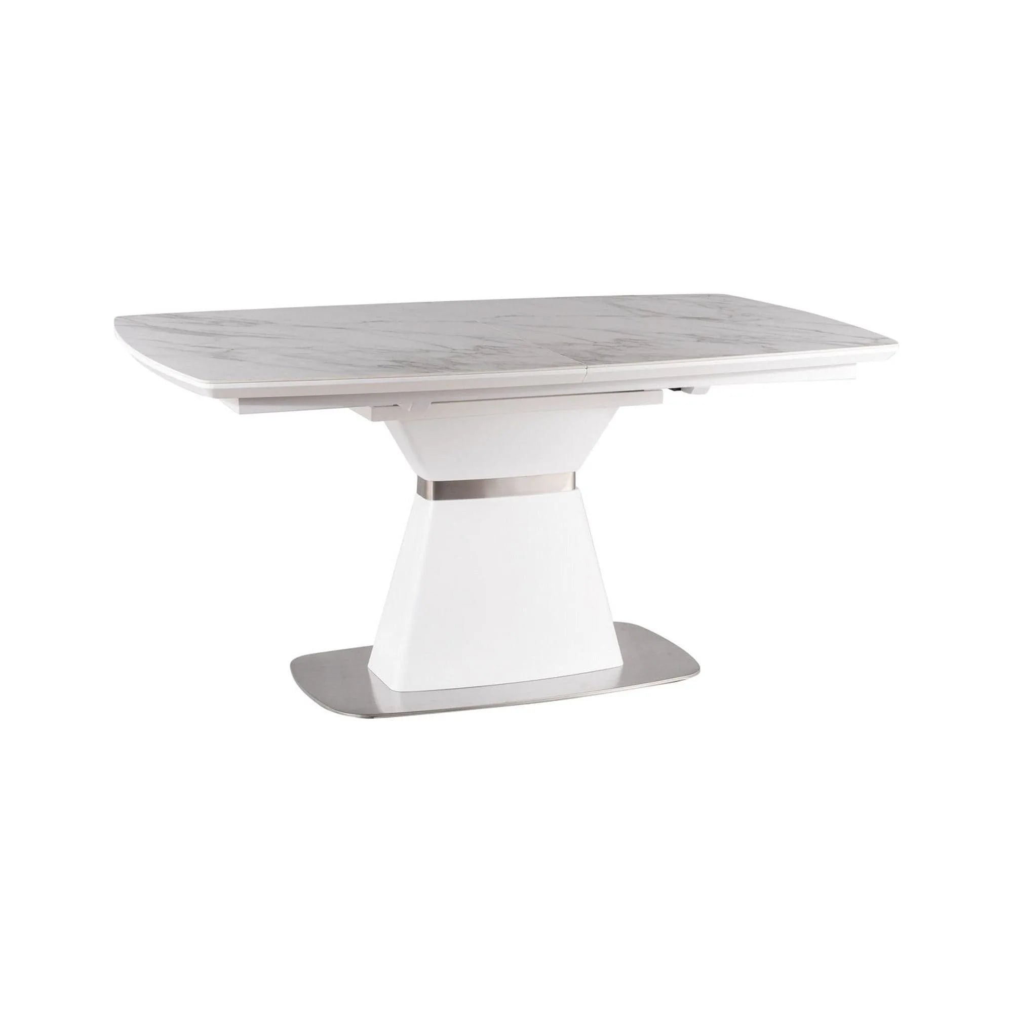 Masa extensibila SATURN II, alb cu efect de marmura, 160/210x90x76 cm