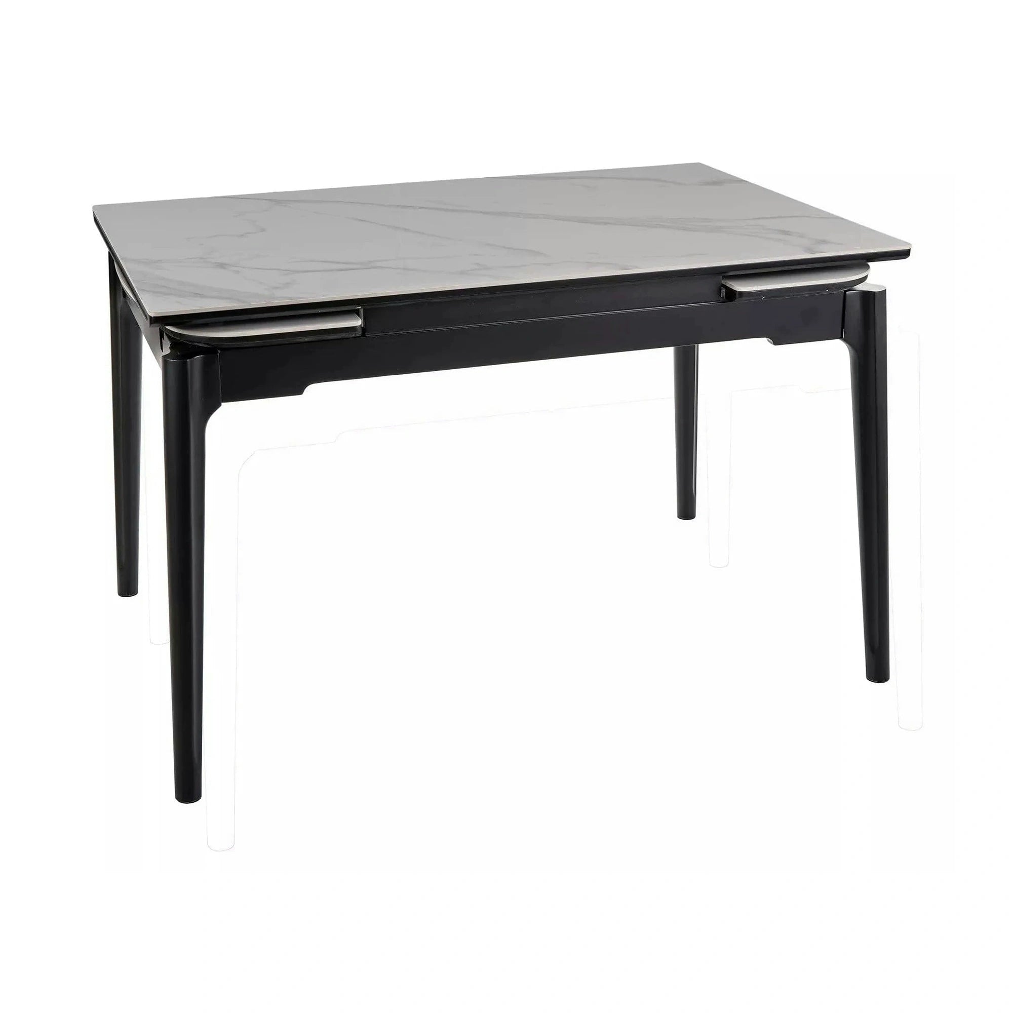 Masa extensibila SENTO, alb cu efect de marmura, ceramica/lemn, 120/180x80x76 cm