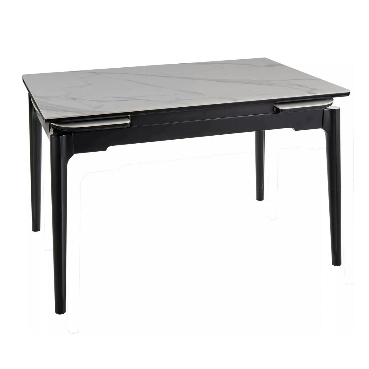Masa extensibila SENTO, alb cu efect de marmura, ceramica/lemn, 120/180x80x76 cm