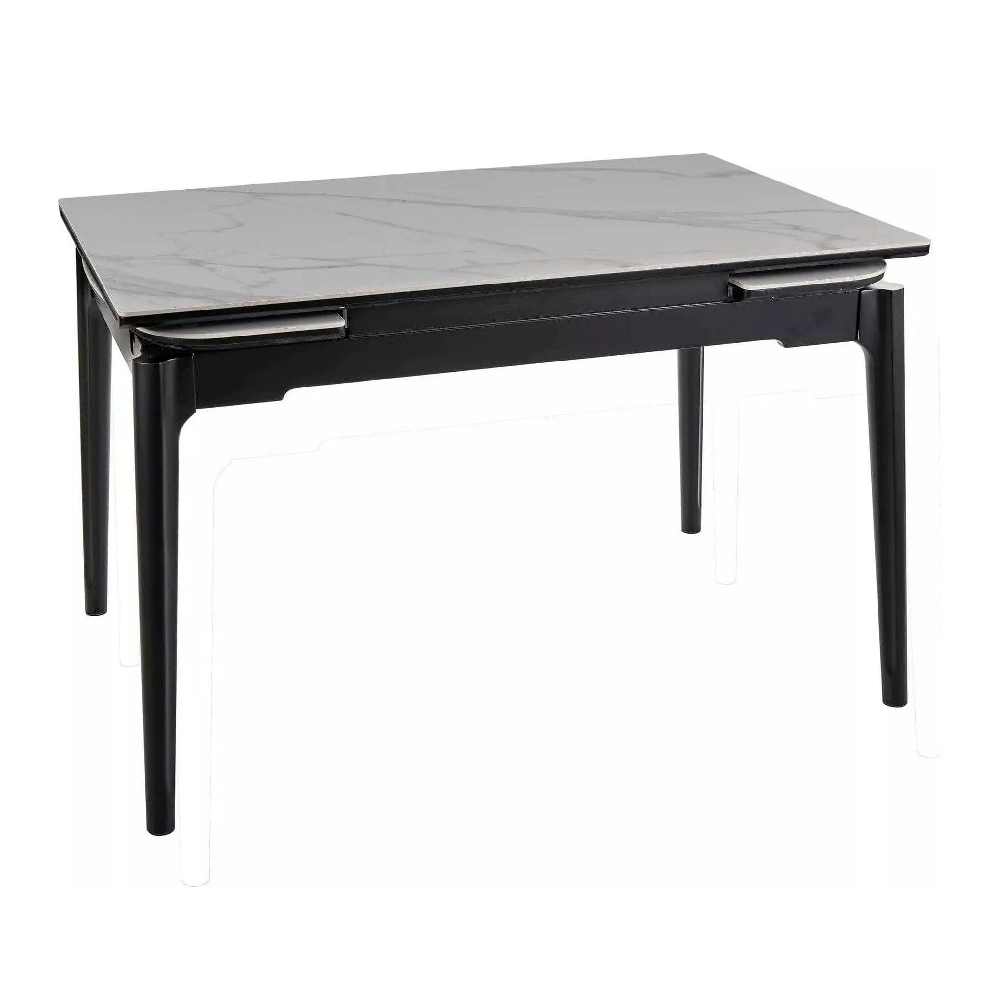 Masa extensibila SENTO, alb cu efect de marmura, ceramica/lemn, 120/180x80x76 cm