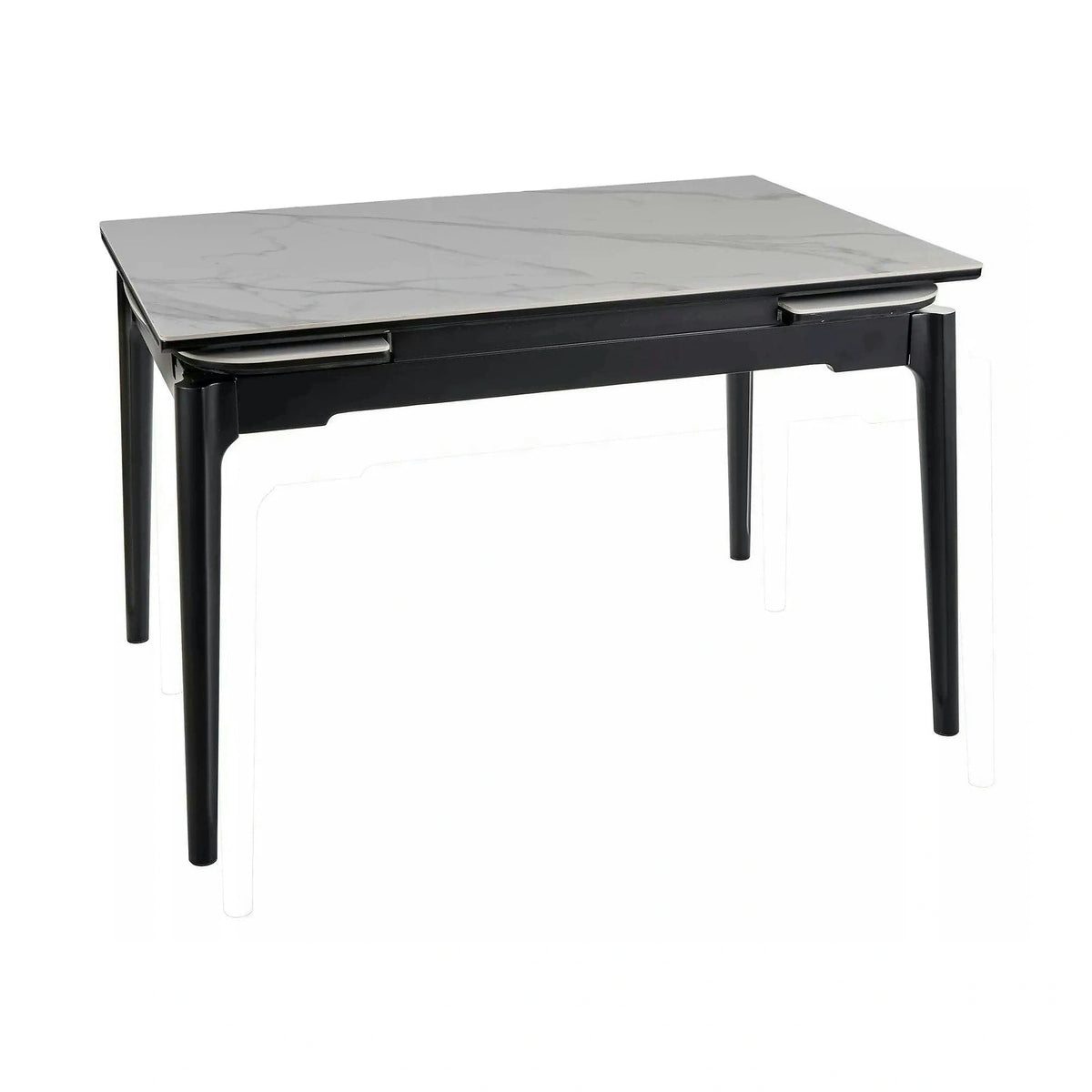 Masa extensibila SENTO, alb cu efect de marmura, ceramica/lemn, 120/180x80x76 cm
