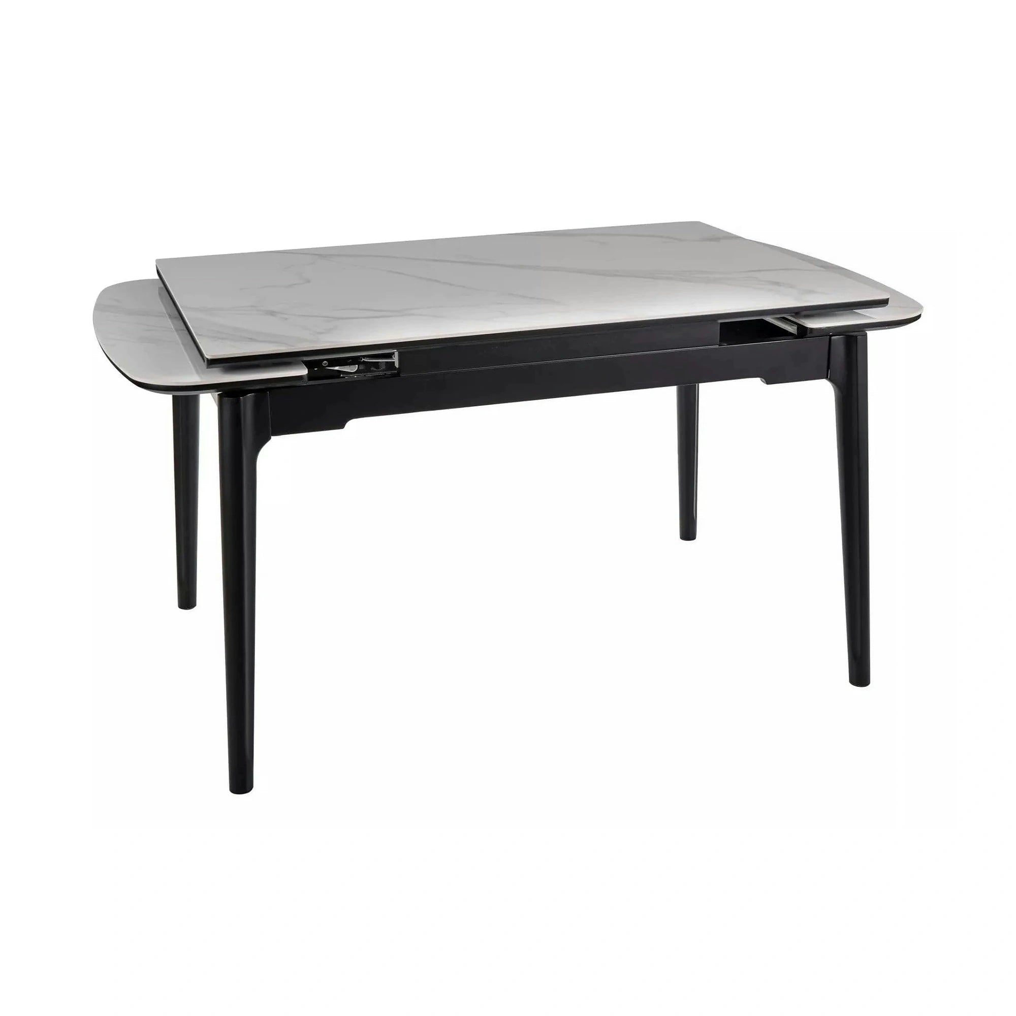 Masa extensibila SENTO, alb cu efect de marmura, ceramica/lemn, 120/180x80x76 cm