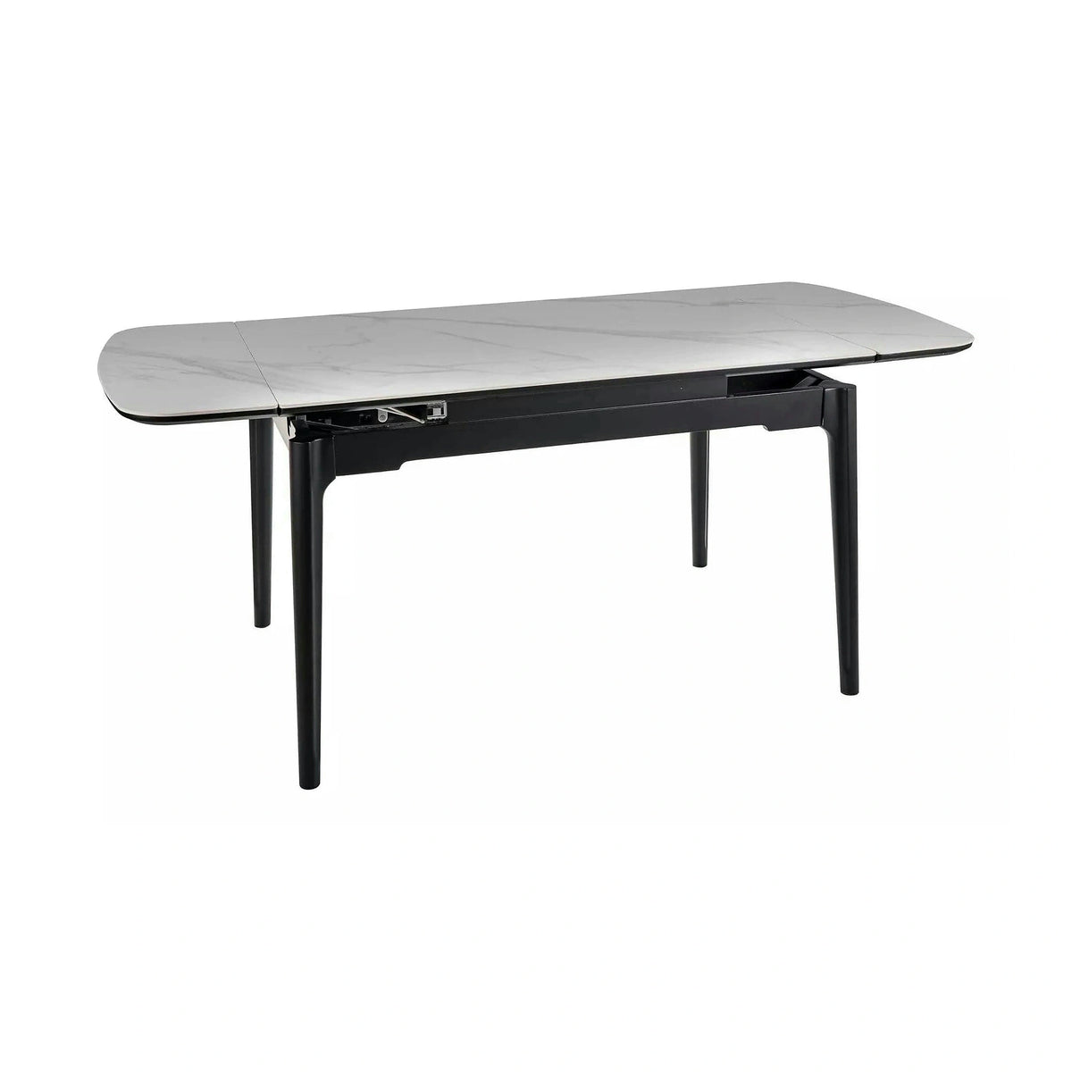 Masa extensibila SENTO, alb cu efect de marmura, ceramica/lemn, 120/180x80x76 cm