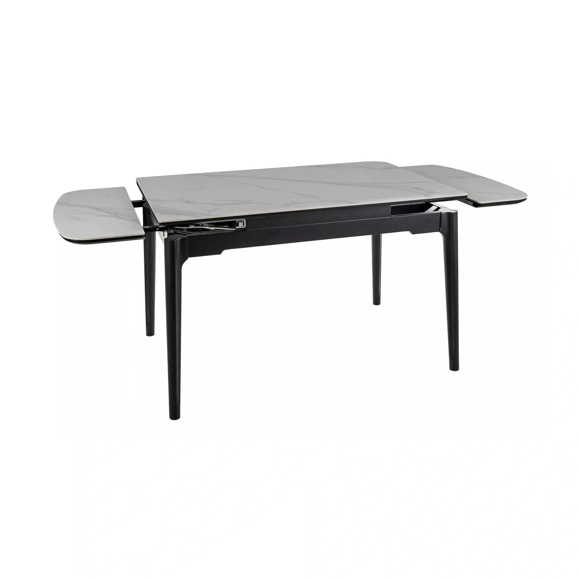Masa extensibila SENTO, alb cu efect de marmura, ceramica/lemn, 120/180x80x76 cm