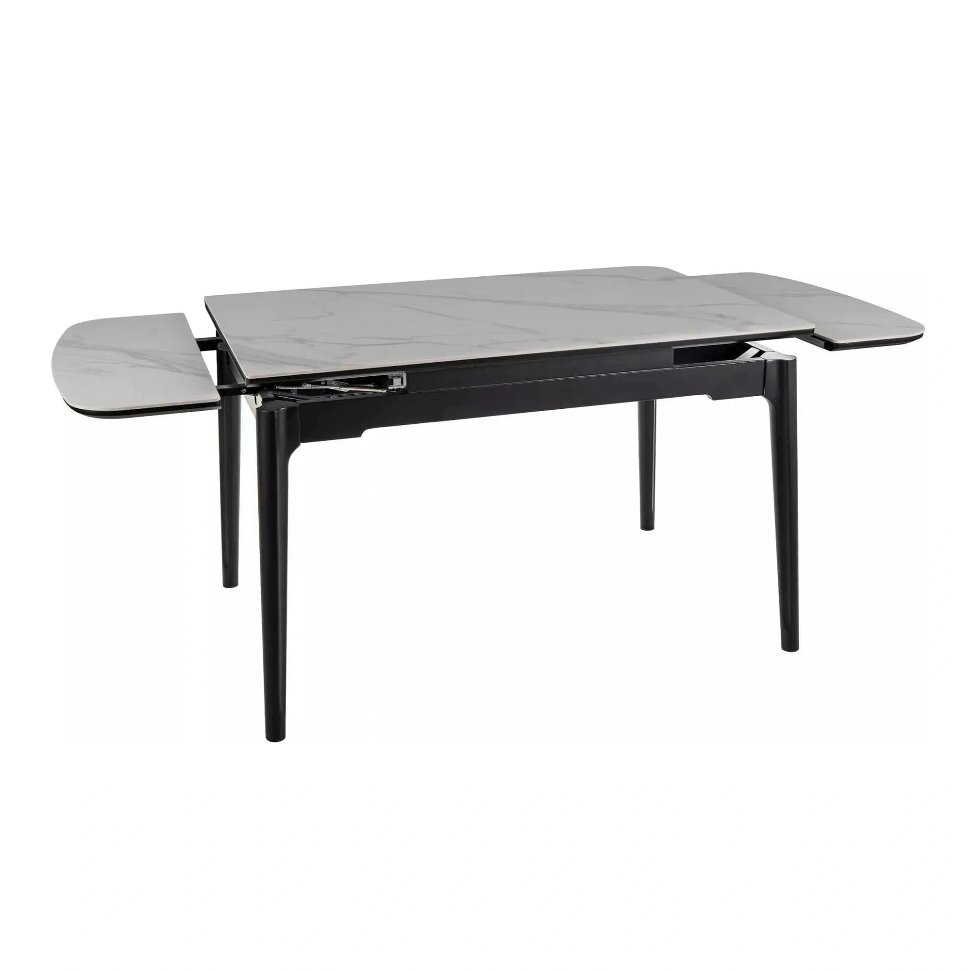 Masa extensibila SENTO, alb cu efect de marmura, ceramica/lemn, 120/180x80x76 cm