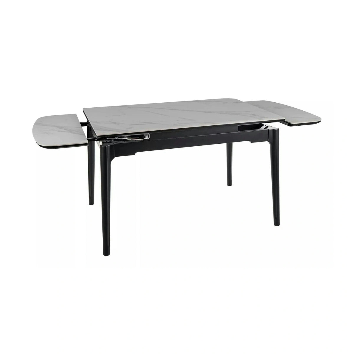 Masa extensibila SENTO, alb cu efect de marmura, ceramica/lemn, 120/180x80x76 cm