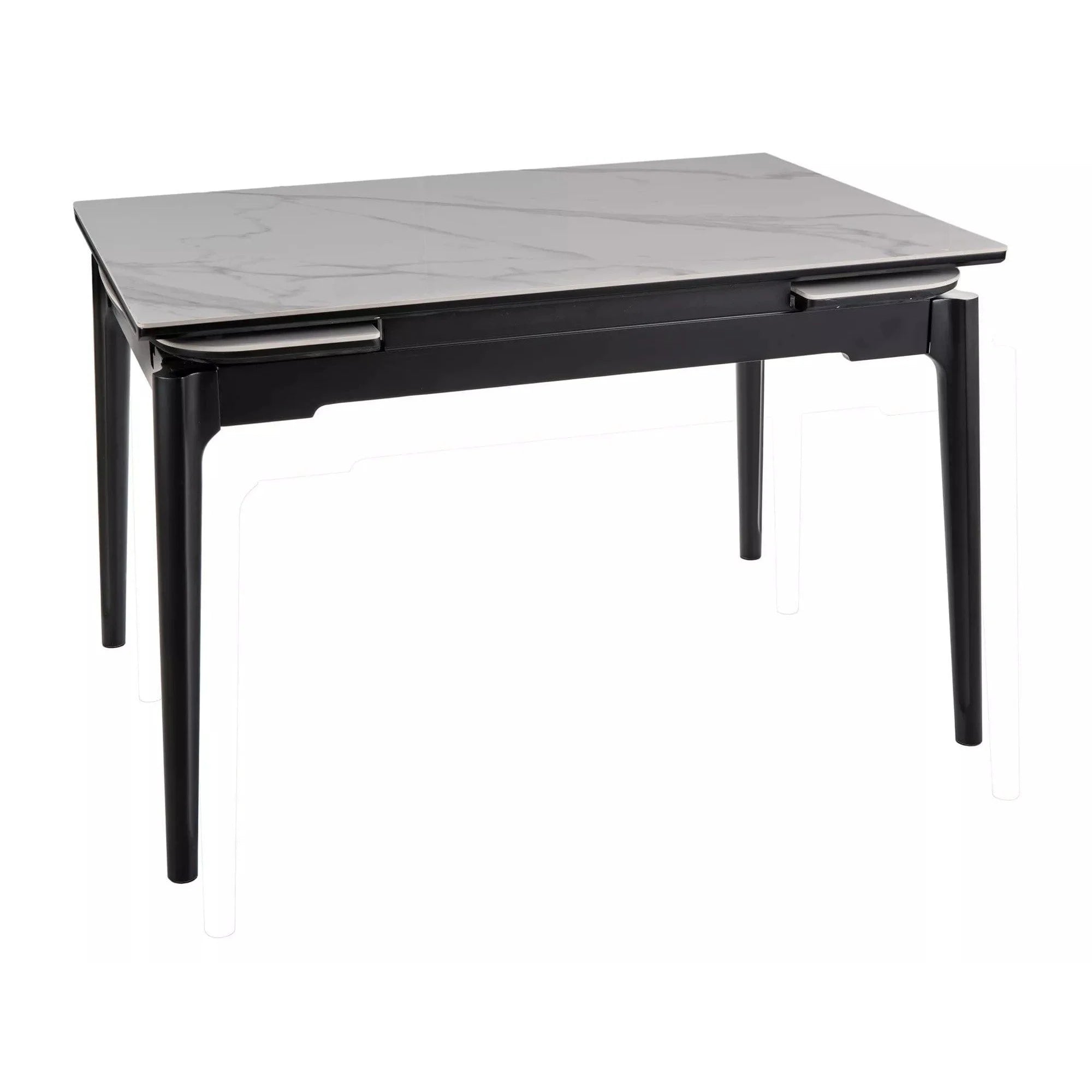 Masa extensibila SENTO, alb cu efect de marmura, ceramica/lemn, 120/180x80x76 cm