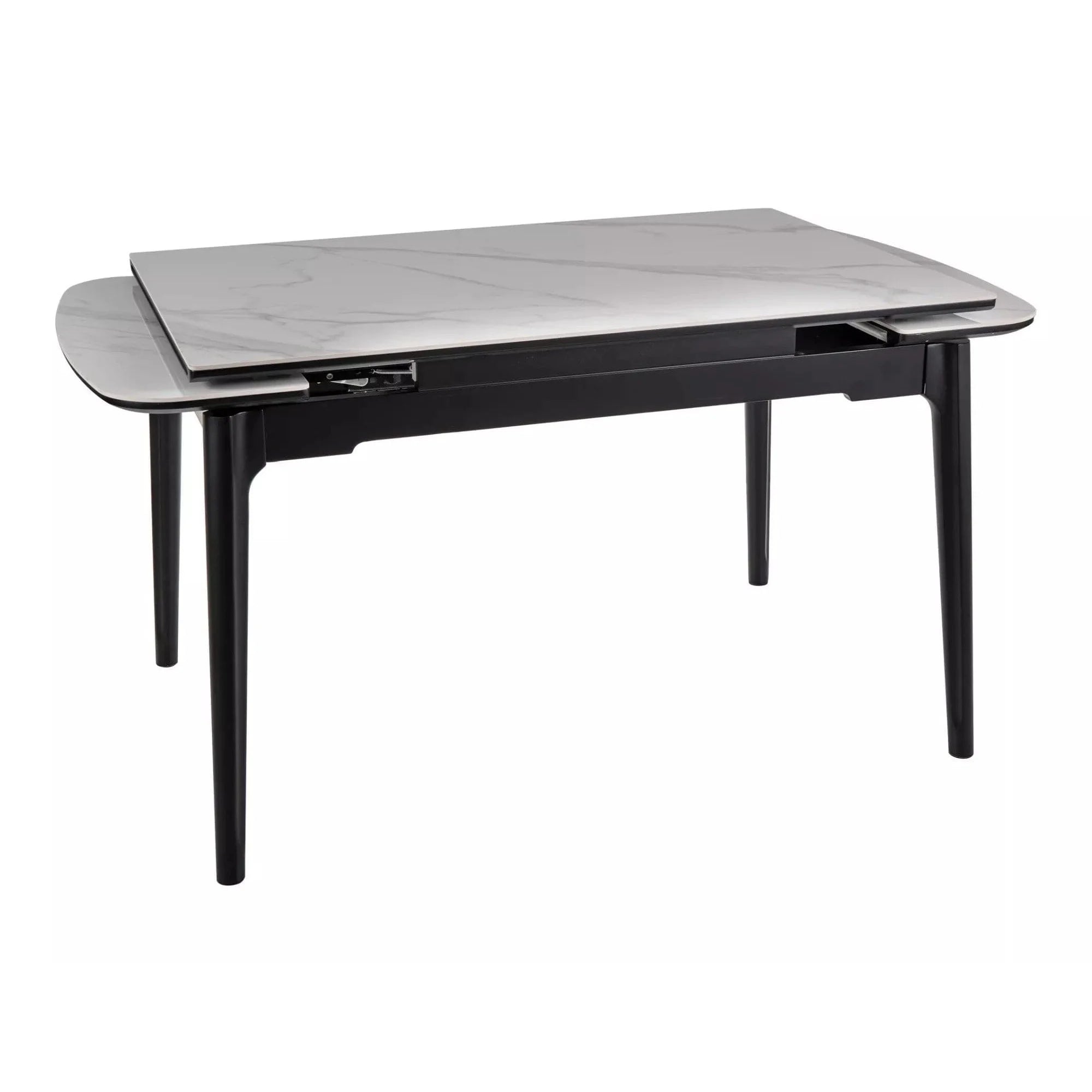 Masa extensibila SENTO, alb cu efect de marmura, ceramica/lemn, 120/180x80x76 cm