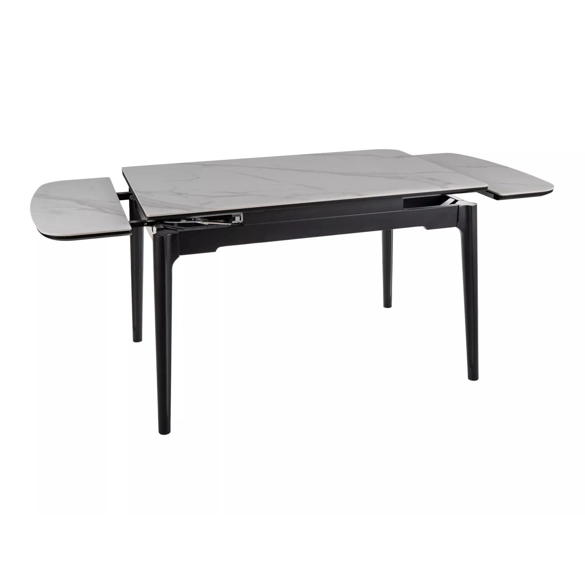 Masa extensibila SENTO, alb cu efect de marmura, ceramica/lemn, 120/180x80x76 cm