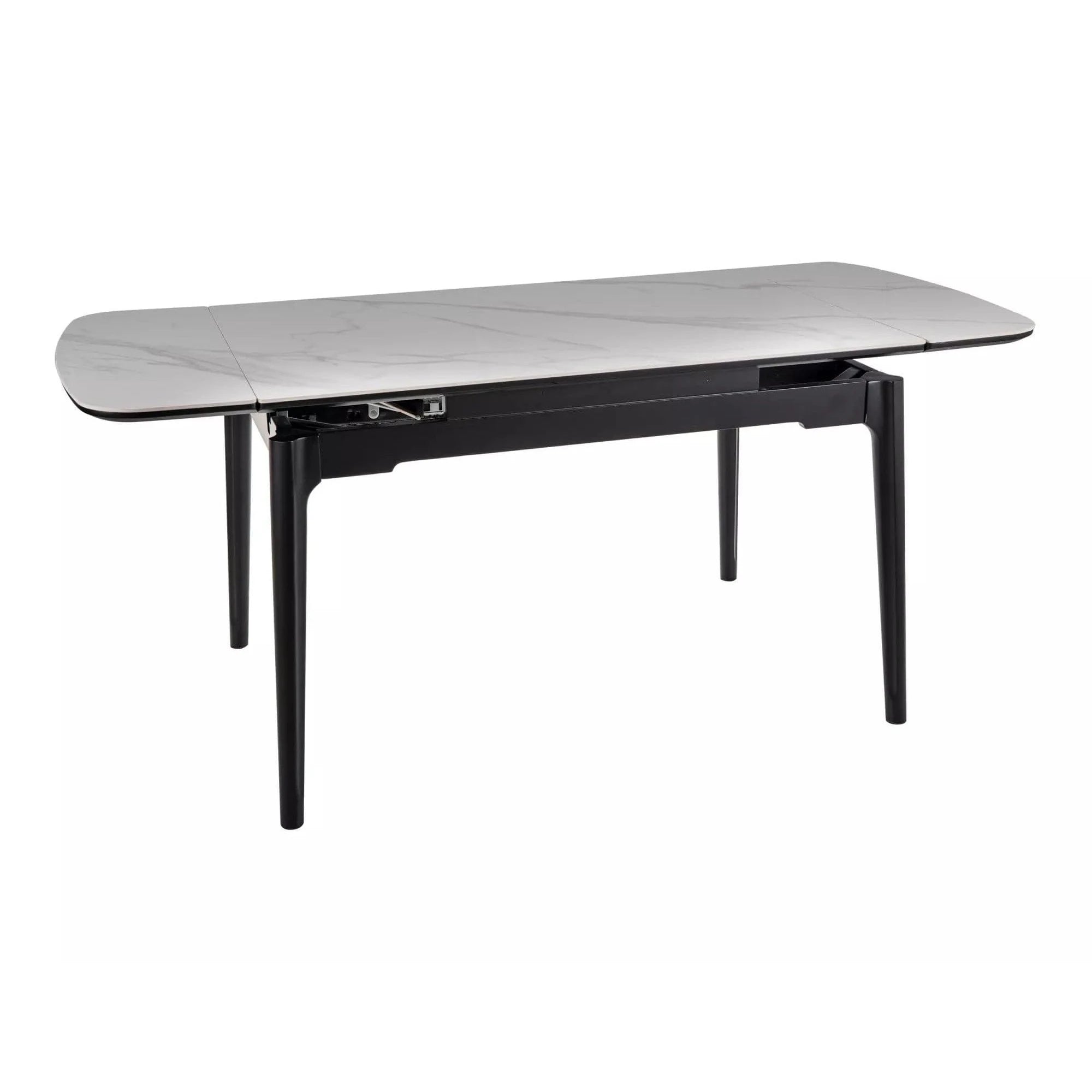 Masa extensibila SENTO, alb cu efect de marmura, ceramica/lemn, 120/180x80x76 cm