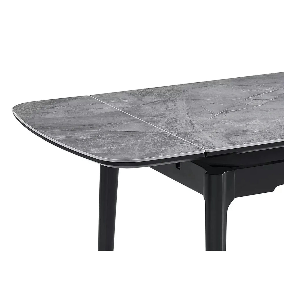 Masa extensibila SENTO, gri cu efect de marmura, ceramica/lemn, 120/180x80x76 cm
