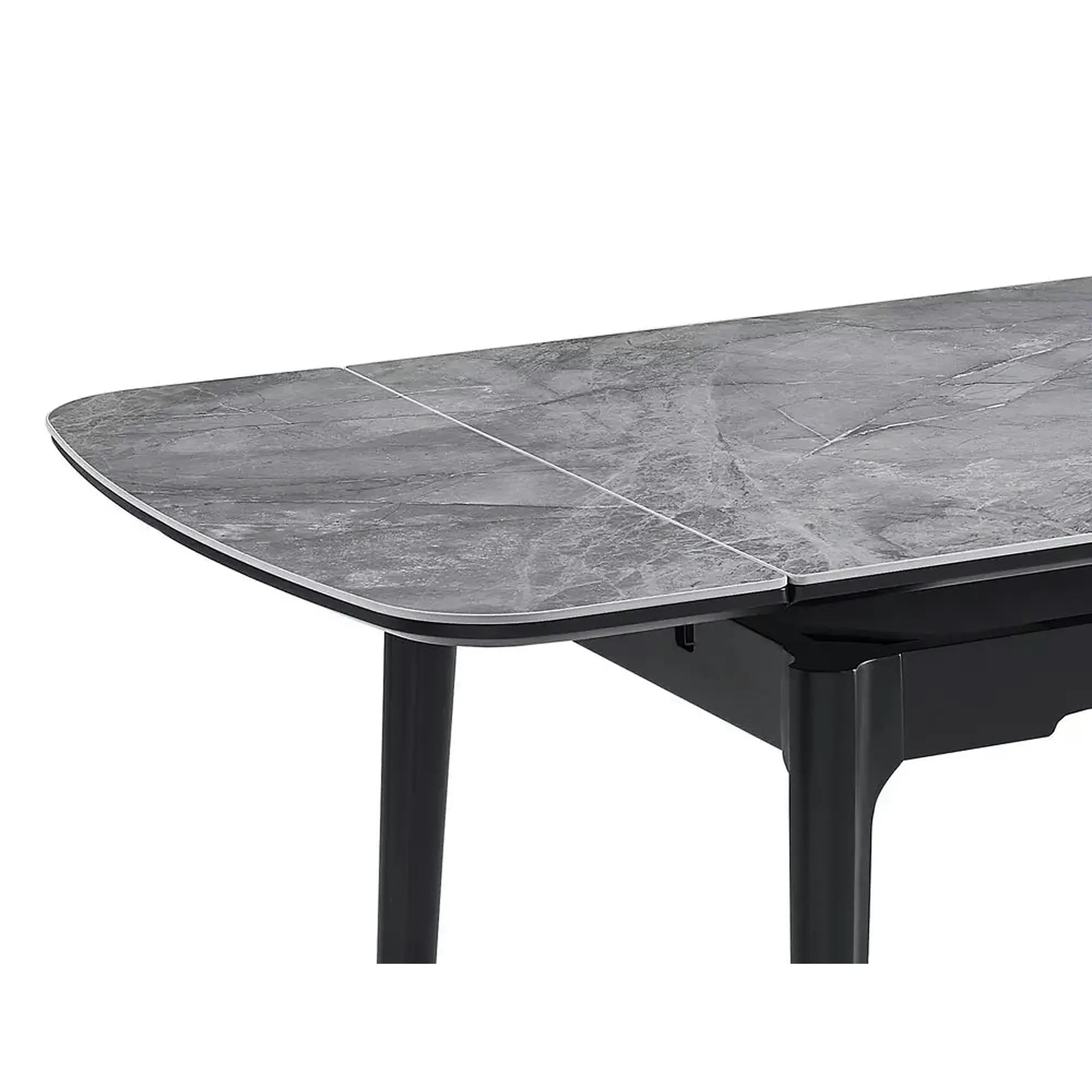 Masa extensibila SENTO, gri cu efect de marmura, ceramica/lemn, 120/180x80x76 cm