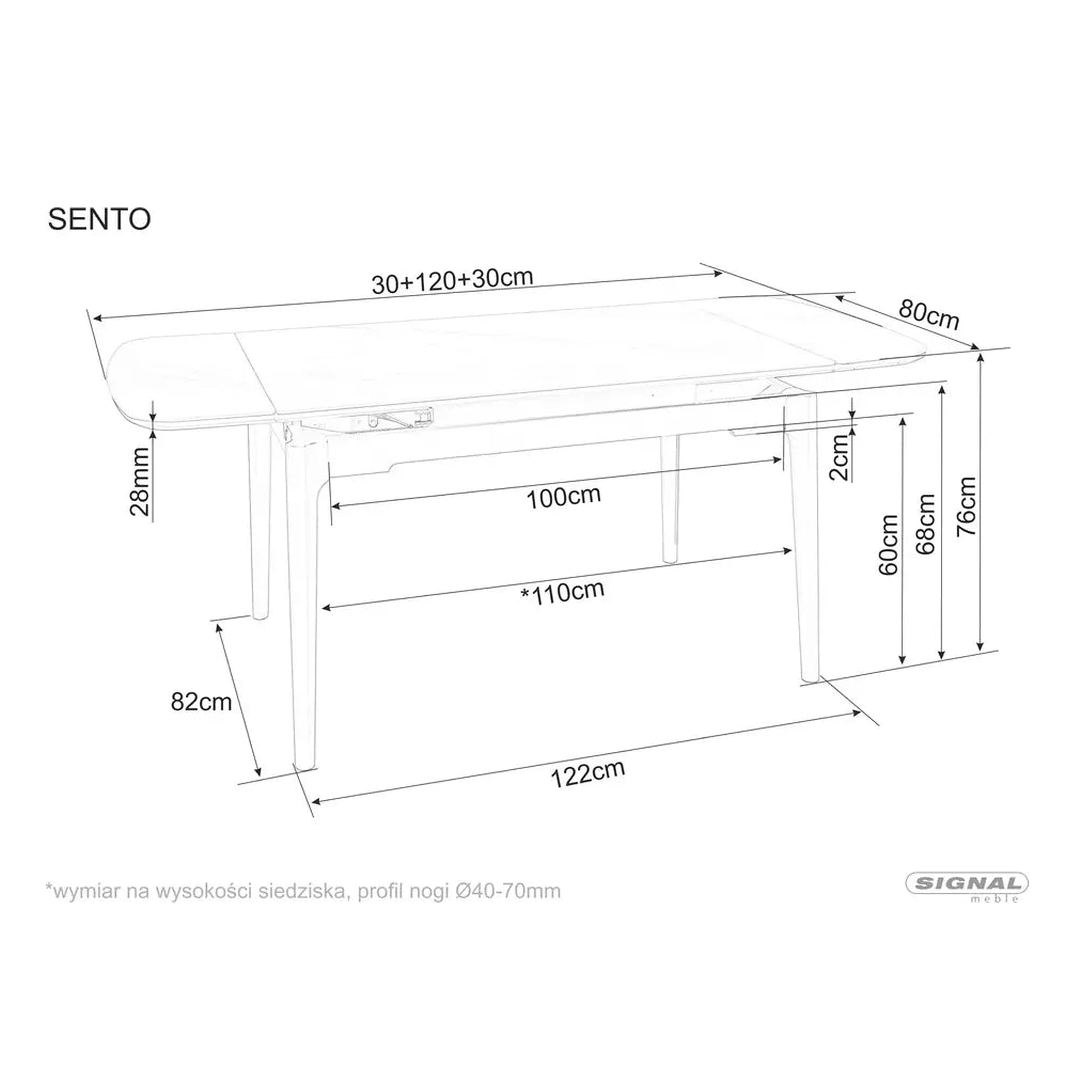 Masa extensibila SENTO, gri cu efect de marmura, ceramica/lemn, 120/180x80x76 cm
