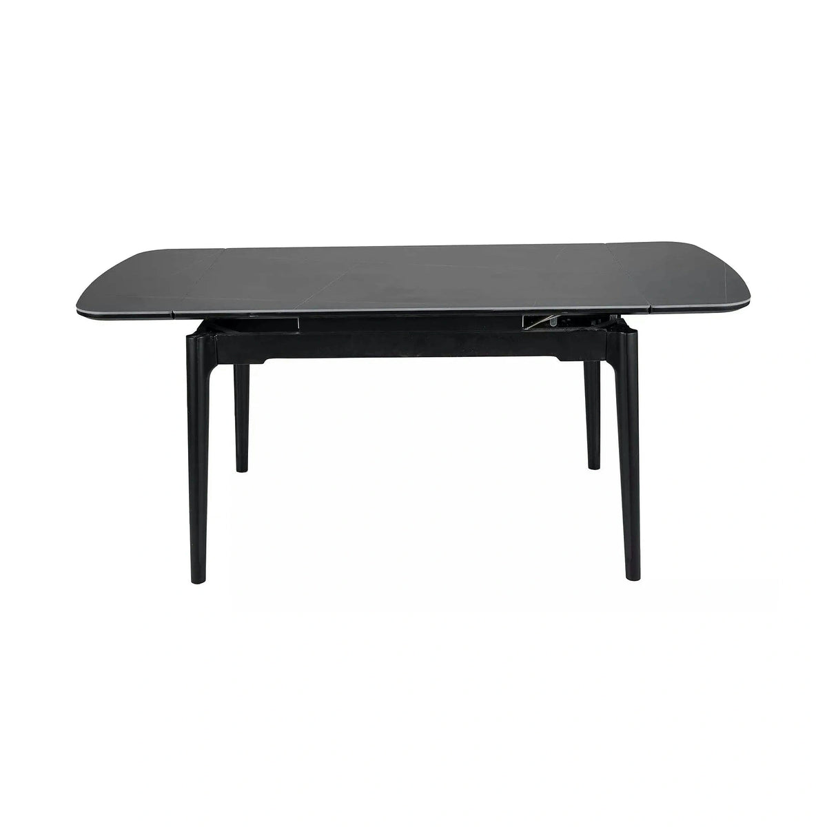 Masa extensibila SENTO, negru mat cu efect de marmura, ceramica/lemn, 120/180x80x76 cm