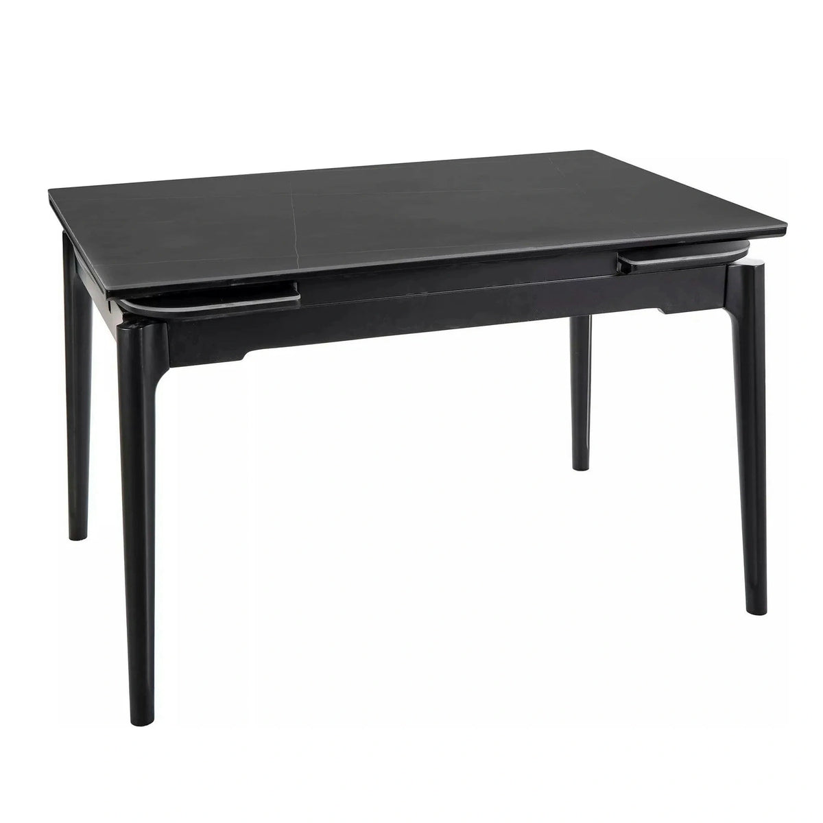 Masa extensibila SENTO, negru mat cu efect de marmura, ceramica/lemn, 120/180x80x76 cm