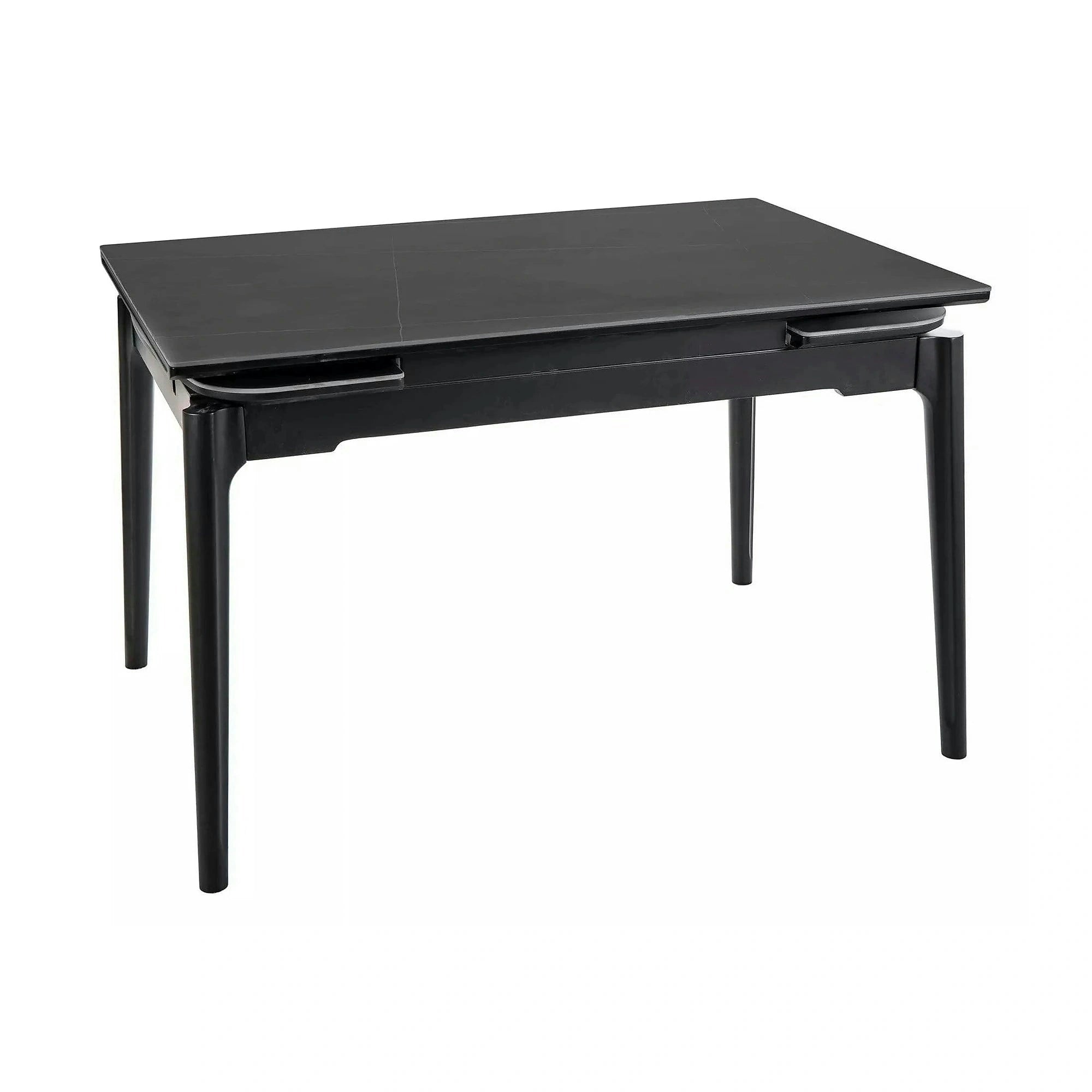 Masa extensibila SENTO, negru mat cu efect de marmura, ceramica/lemn, 120/180x80x76 cm