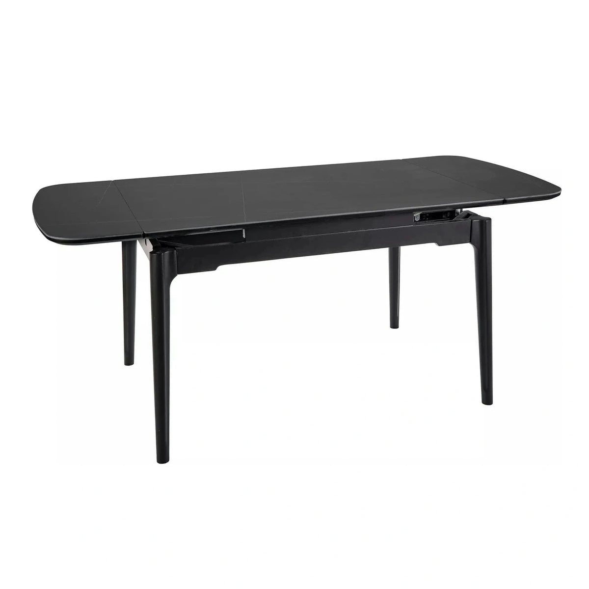 Masa extensibila SENTO, negru mat cu efect de marmura, ceramica/lemn, 120/180x80x76 cm