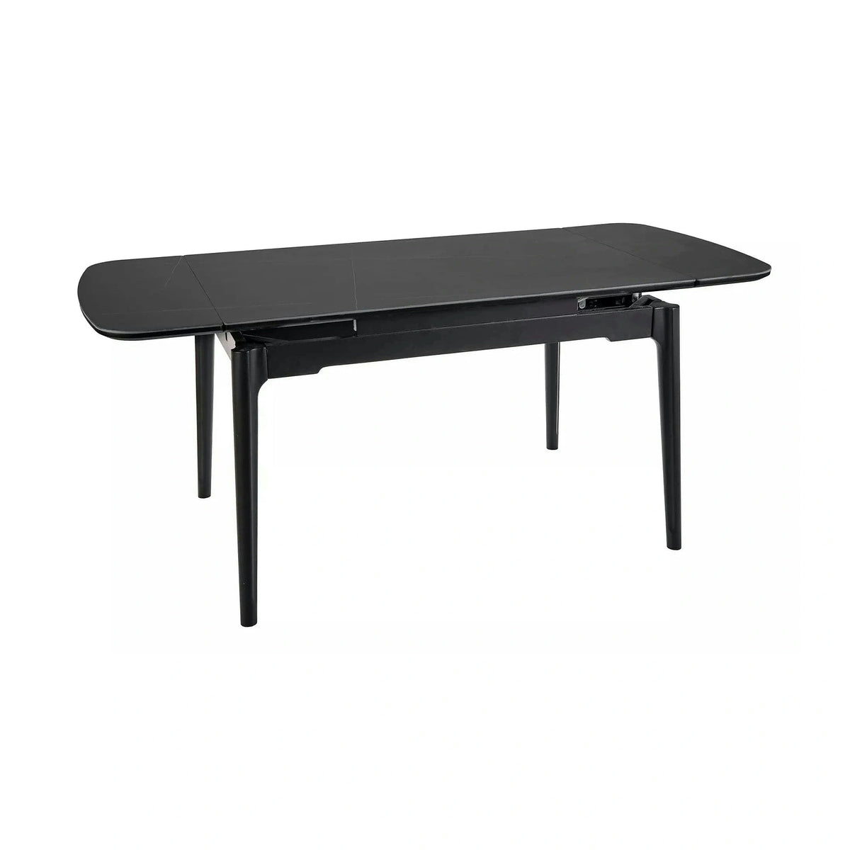 Masa extensibila SENTO, negru mat cu efect de marmura, ceramica/lemn, 120/180x80x76 cm