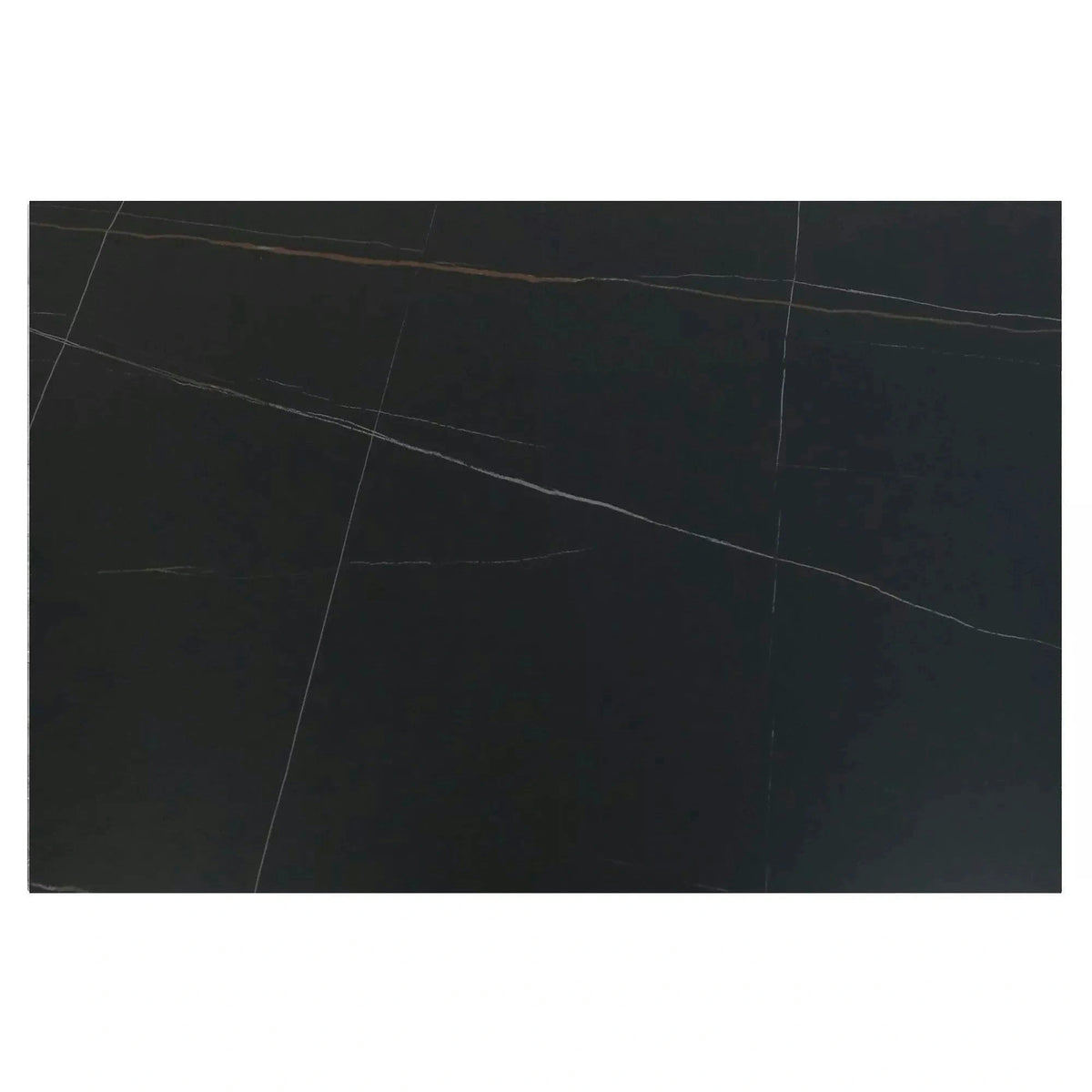 Masa extensibila SENTO, negru mat cu efect de marmura, ceramica/lemn, 120/180x80x76 cm