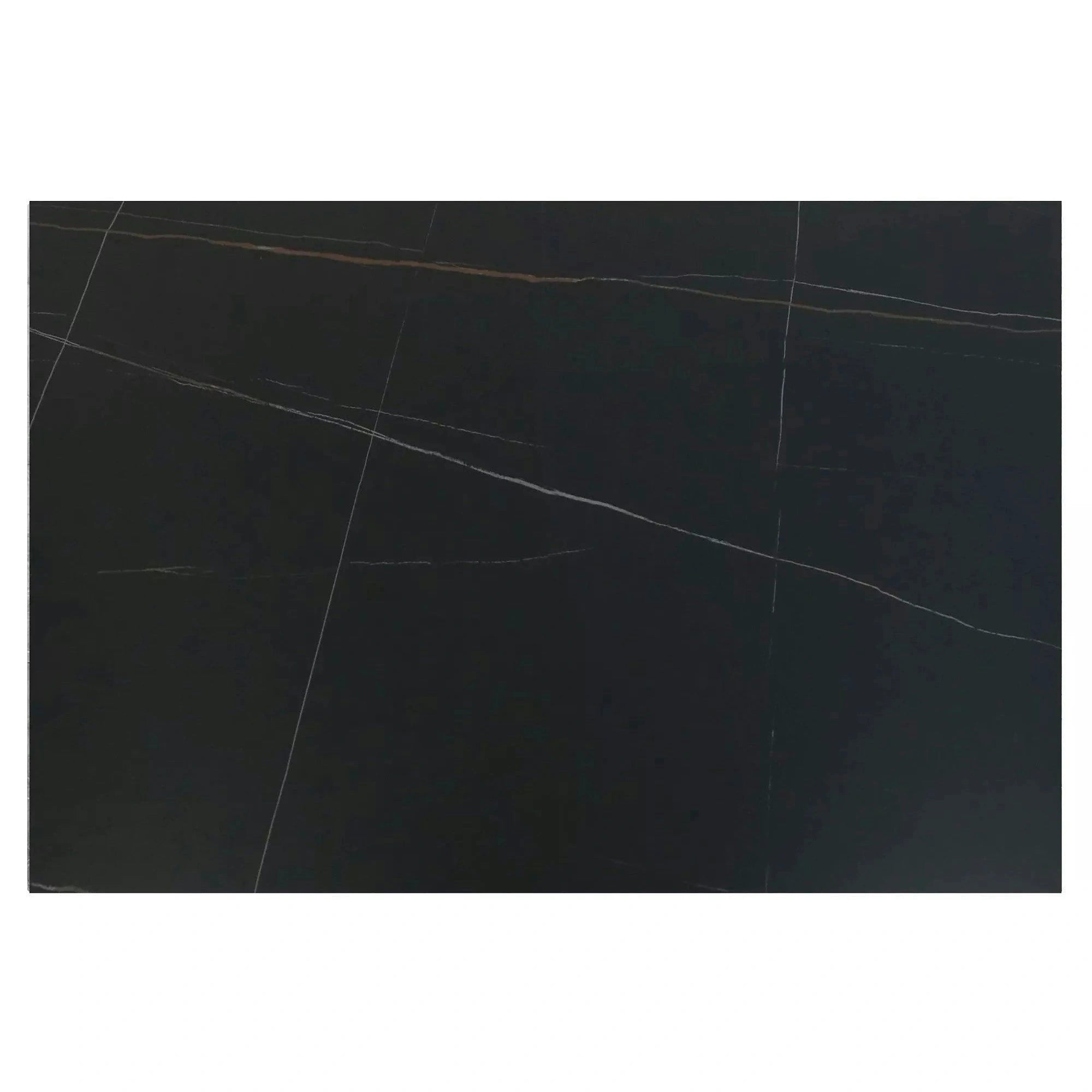 Masa extensibila SENTO, negru mat cu efect de marmura, ceramica/lemn, 120/180x80x76 cm