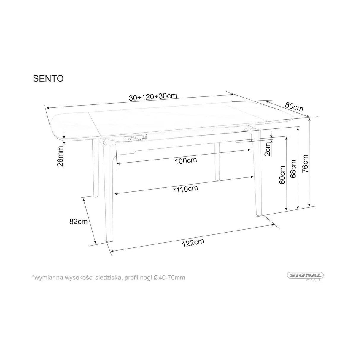 Masa extensibila SENTO, negru mat cu efect de marmura, ceramica/lemn, 120/180x80x76 cm