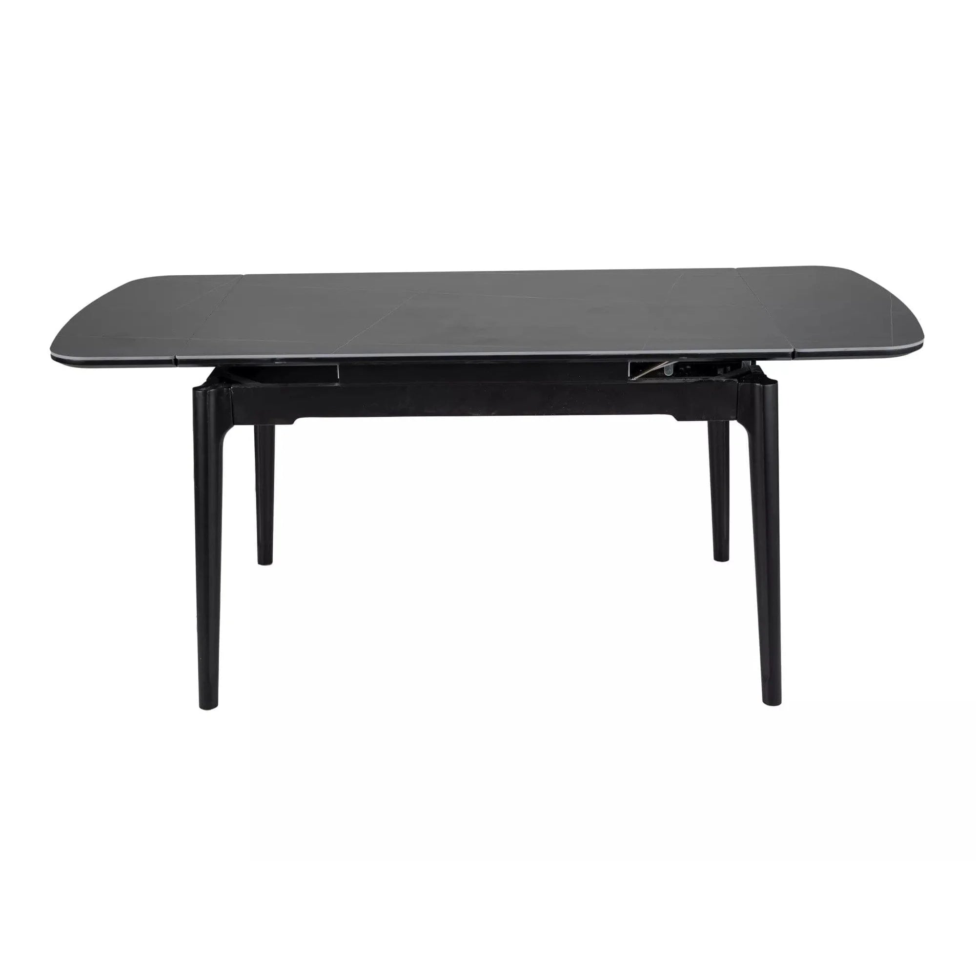 Masa extensibila SENTO, negru mat cu efect de marmura, ceramica/lemn, 120/180x80x76 cm