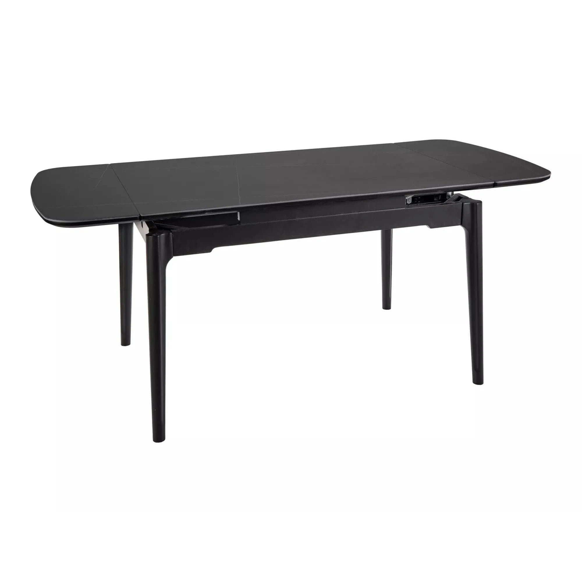 Masa extensibila SENTO, negru mat cu efect de marmura, ceramica/lemn, 120/180x80x76 cm