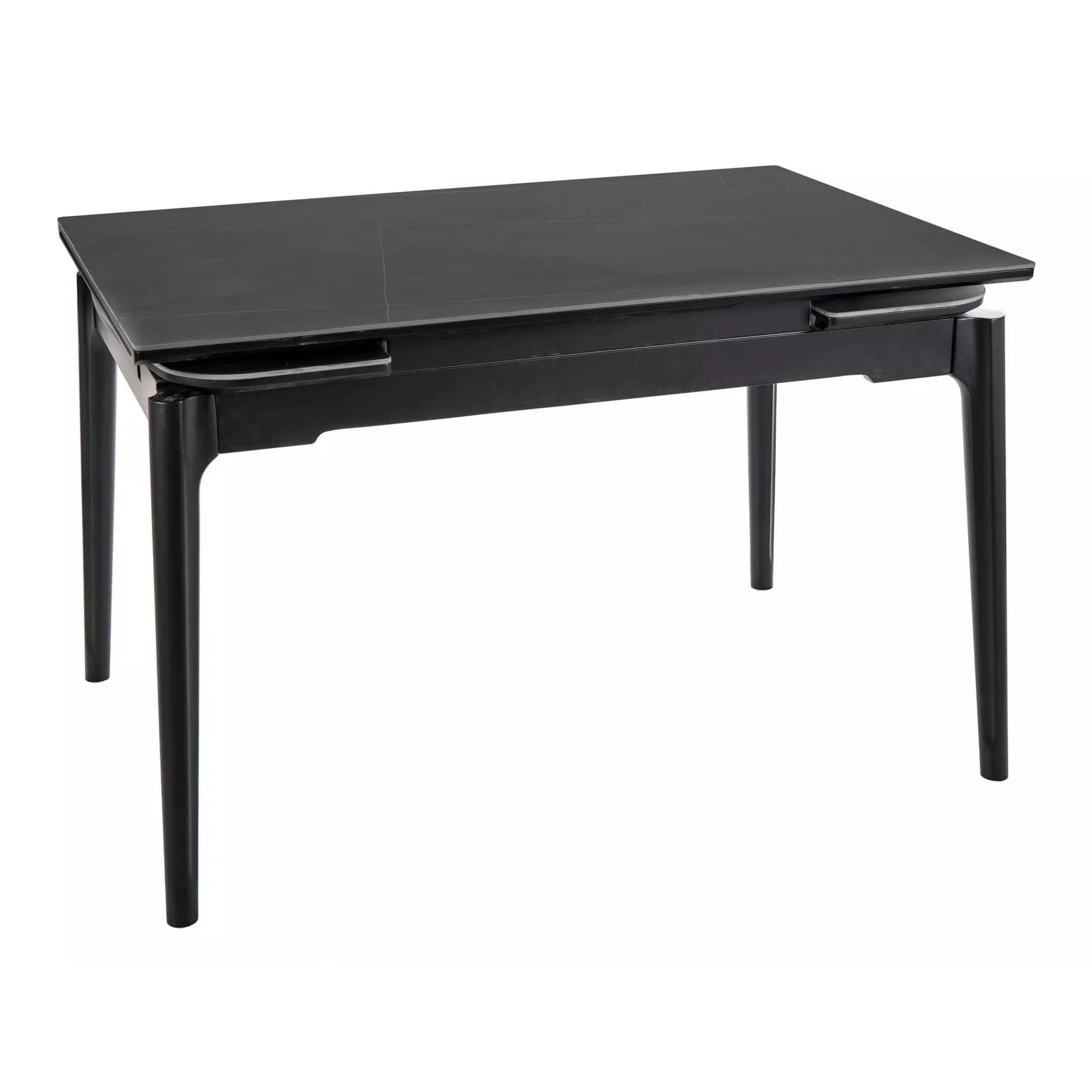 Masa extensibila SENTO, negru mat cu efect de marmura, ceramica/lemn, 120/180x80x76 cm