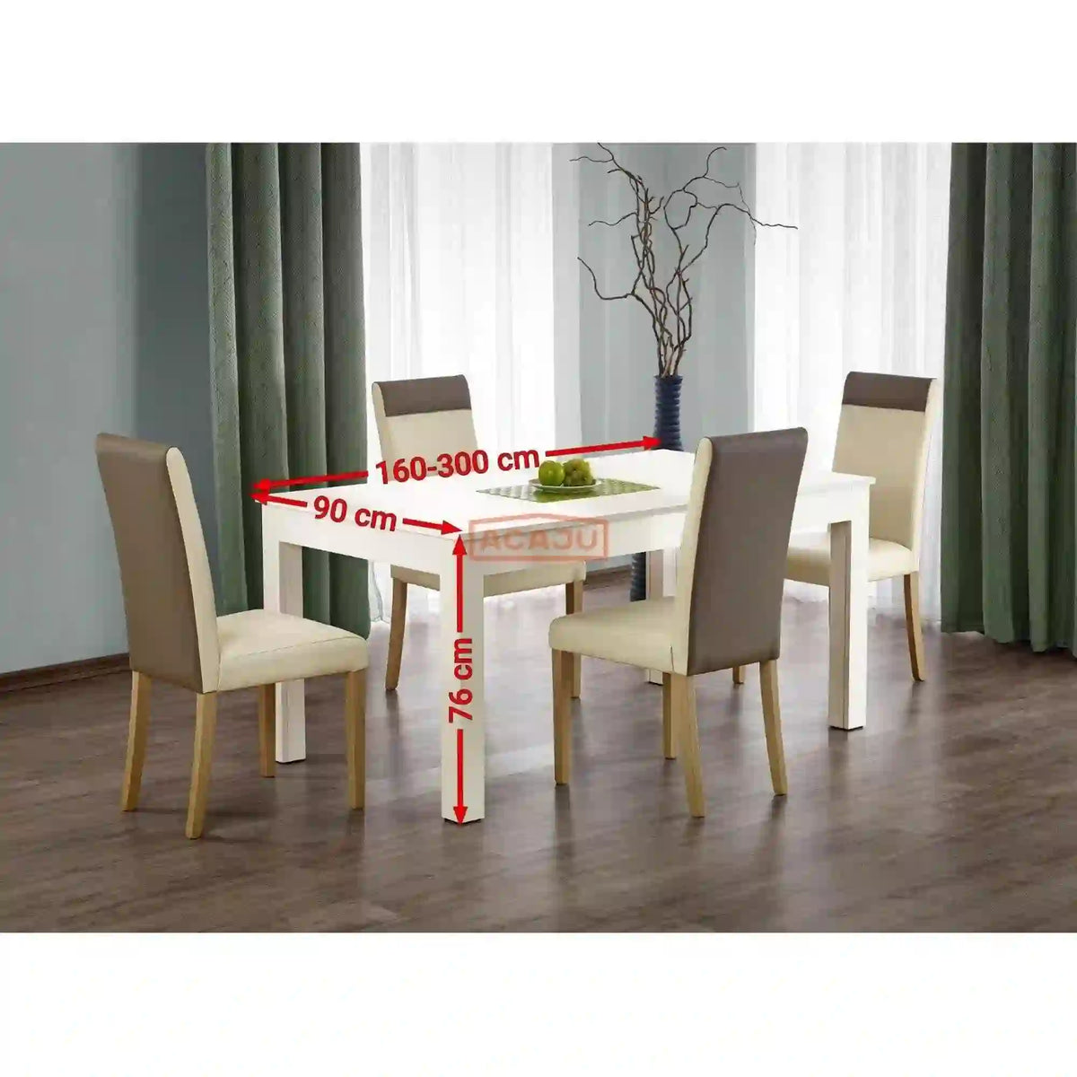 Masa extensibila 300 cm SEWERYN, alba, PAL