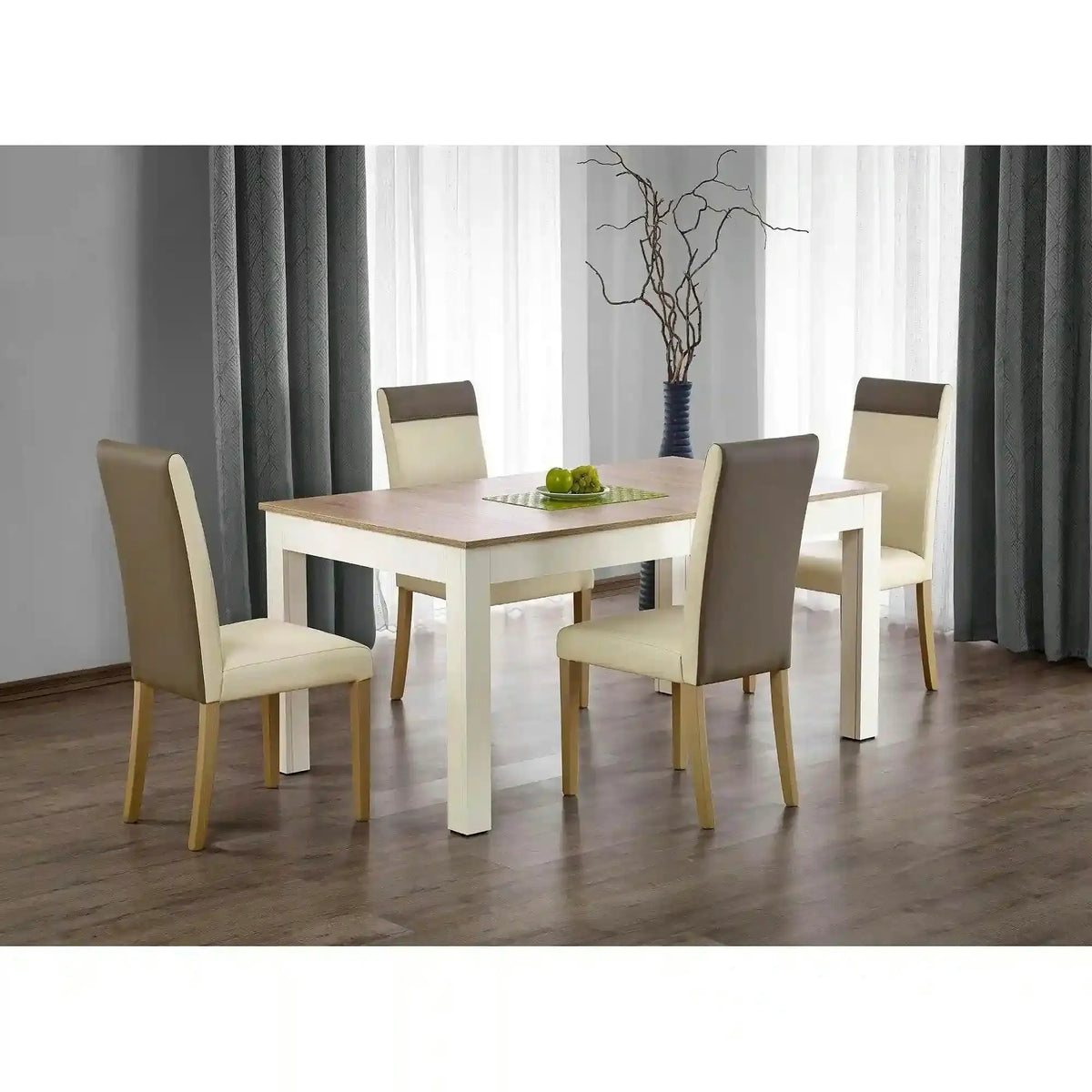 Masa extensibila SEWERYN, stejar/alb, PAL, 160/300x90x76 cm