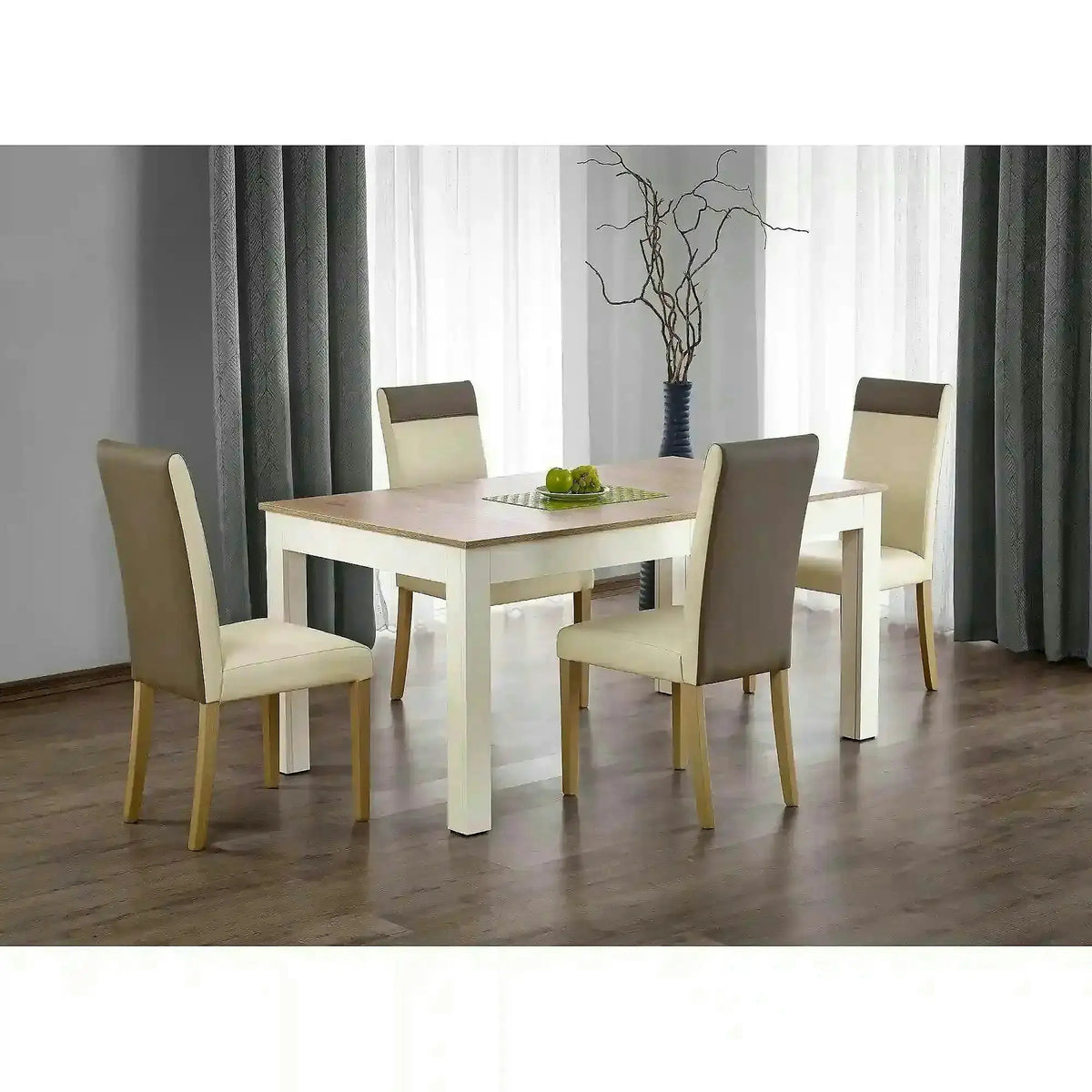 Masa extensibila SEWERYN, stejar/alb, PAL, 160/300x90x76 cm