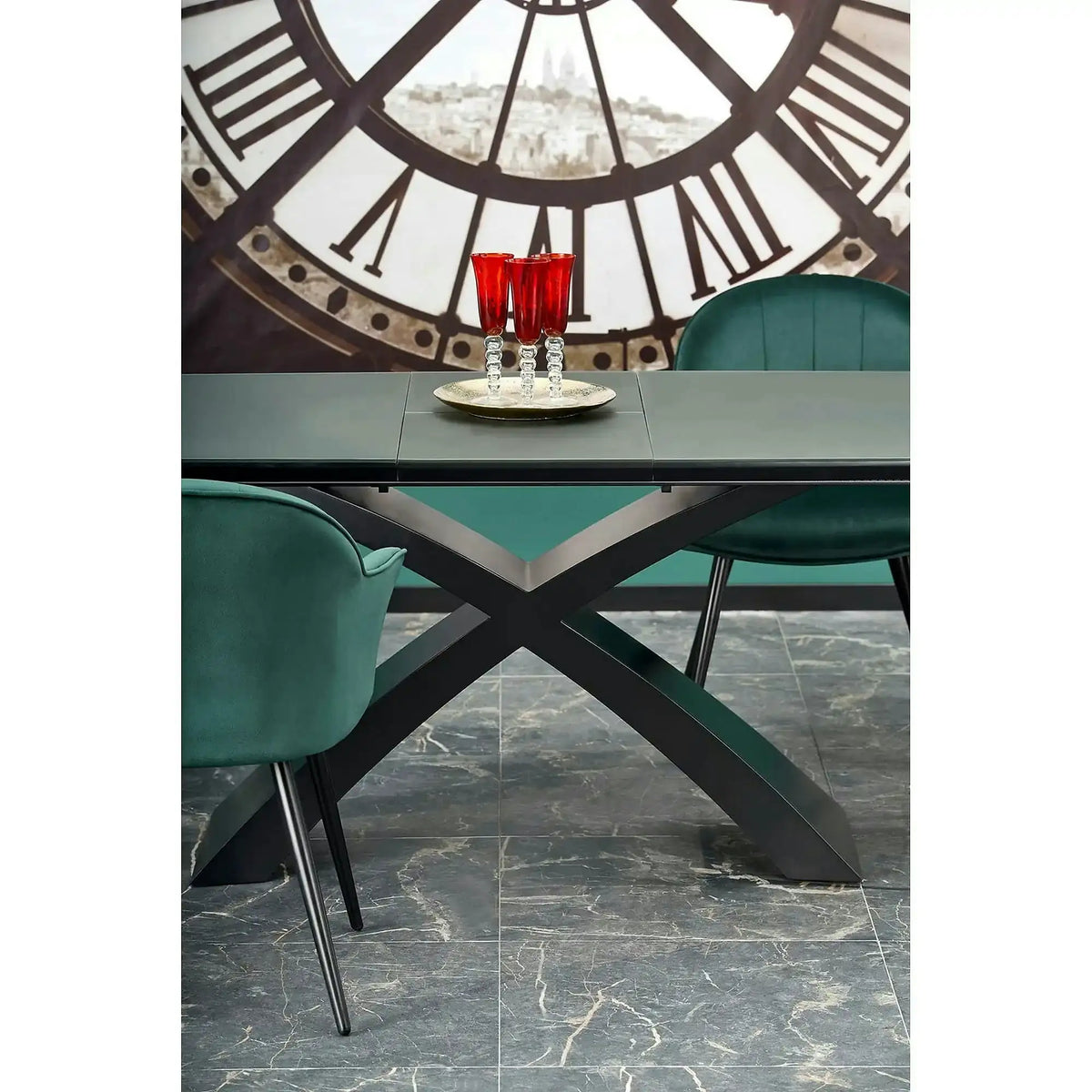 Masa extensibila SILVESTRO, gri inchis/negru, 180/220x89x75 cm