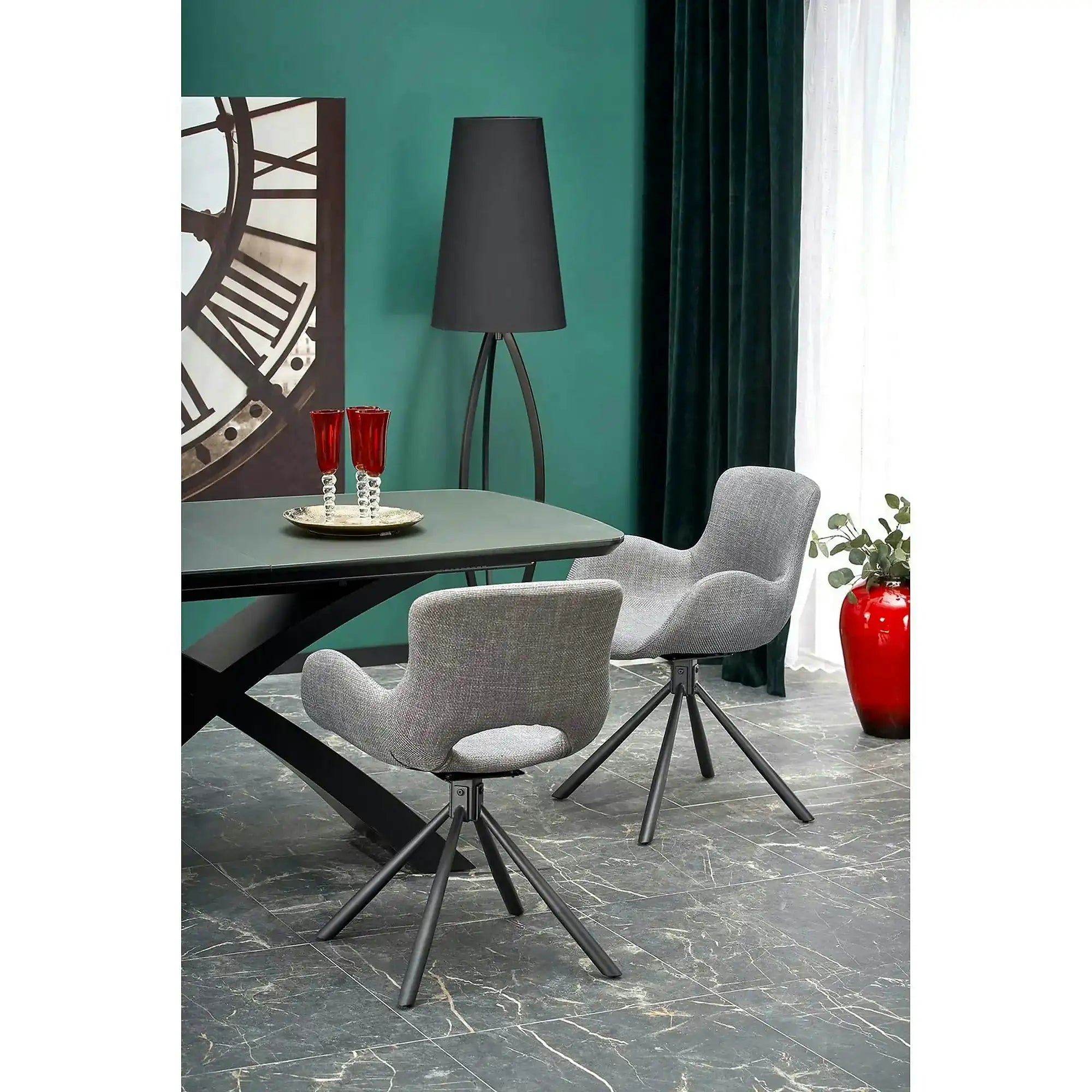 Masa extensibila SILVESTRO, gri inchis/negru, 180/220x89x75 cm