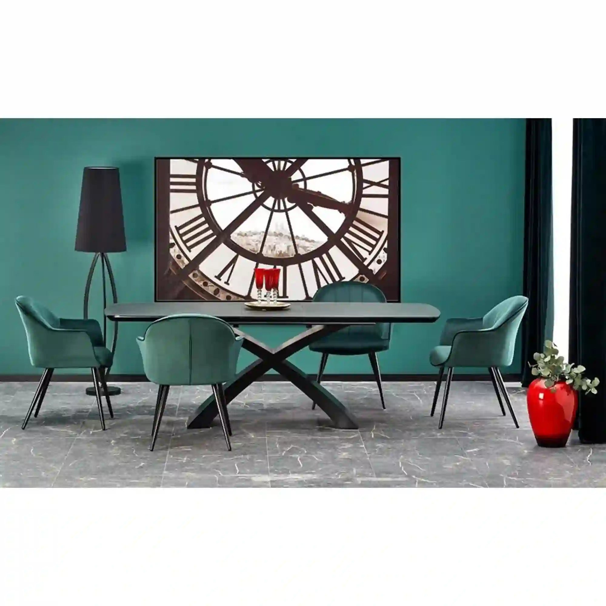 Masa extensibila SILVESTRO, gri inchis/negru, 180/220x89x75 cm