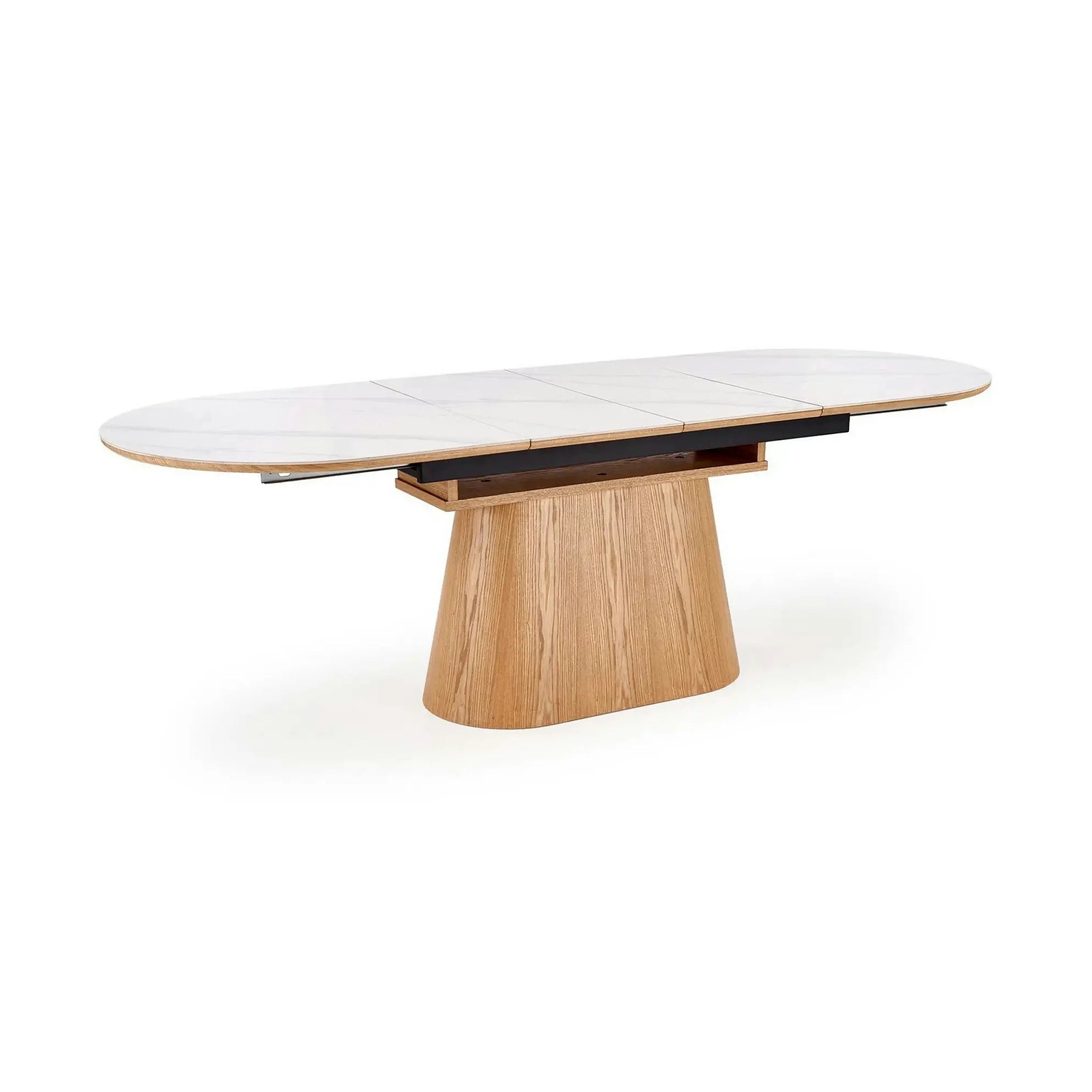 Masa extensibila SIRIUS, alb/stejar natural, 160/240x90x77 cm