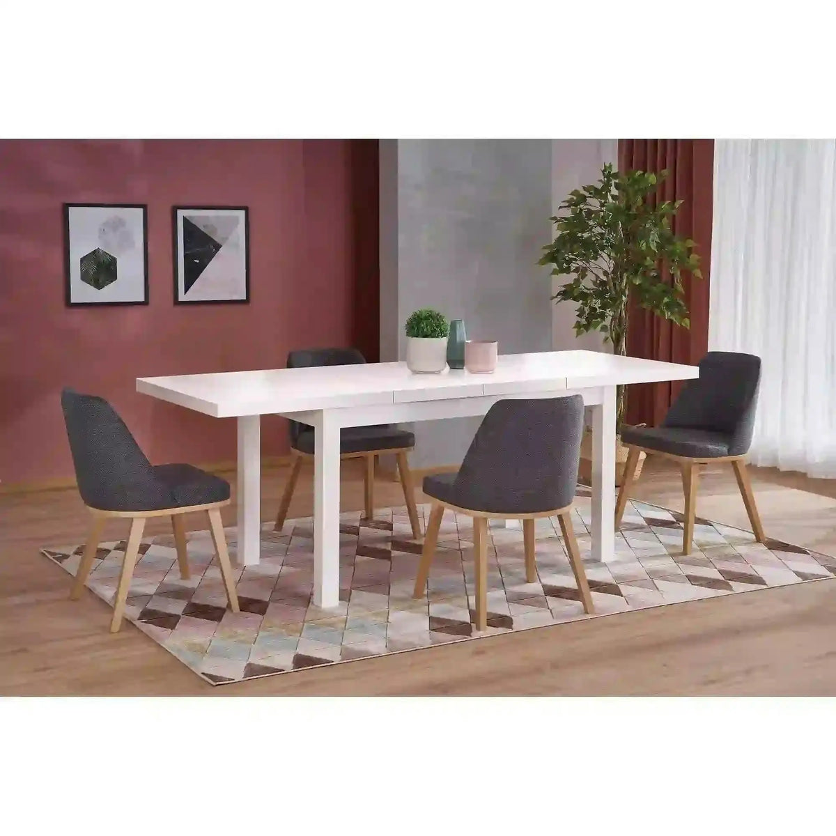 Masa extensibila TIAGO 2, alb, 140/220x80x76 cm