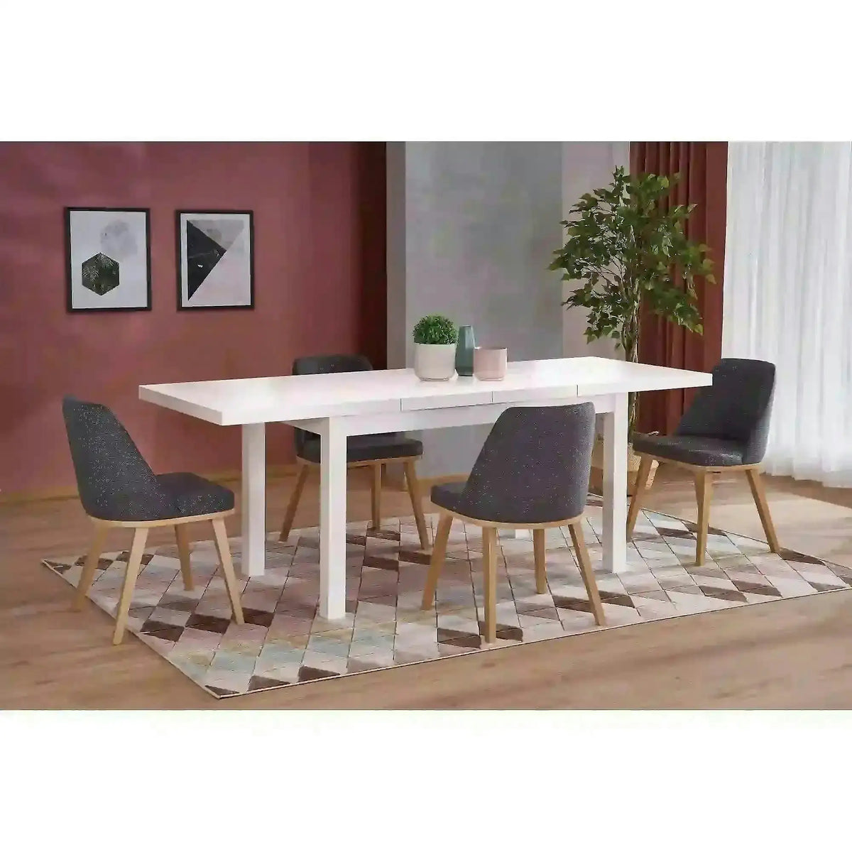 Masa extensibila TIAGO 2, alb, 140/220x80x76 cm