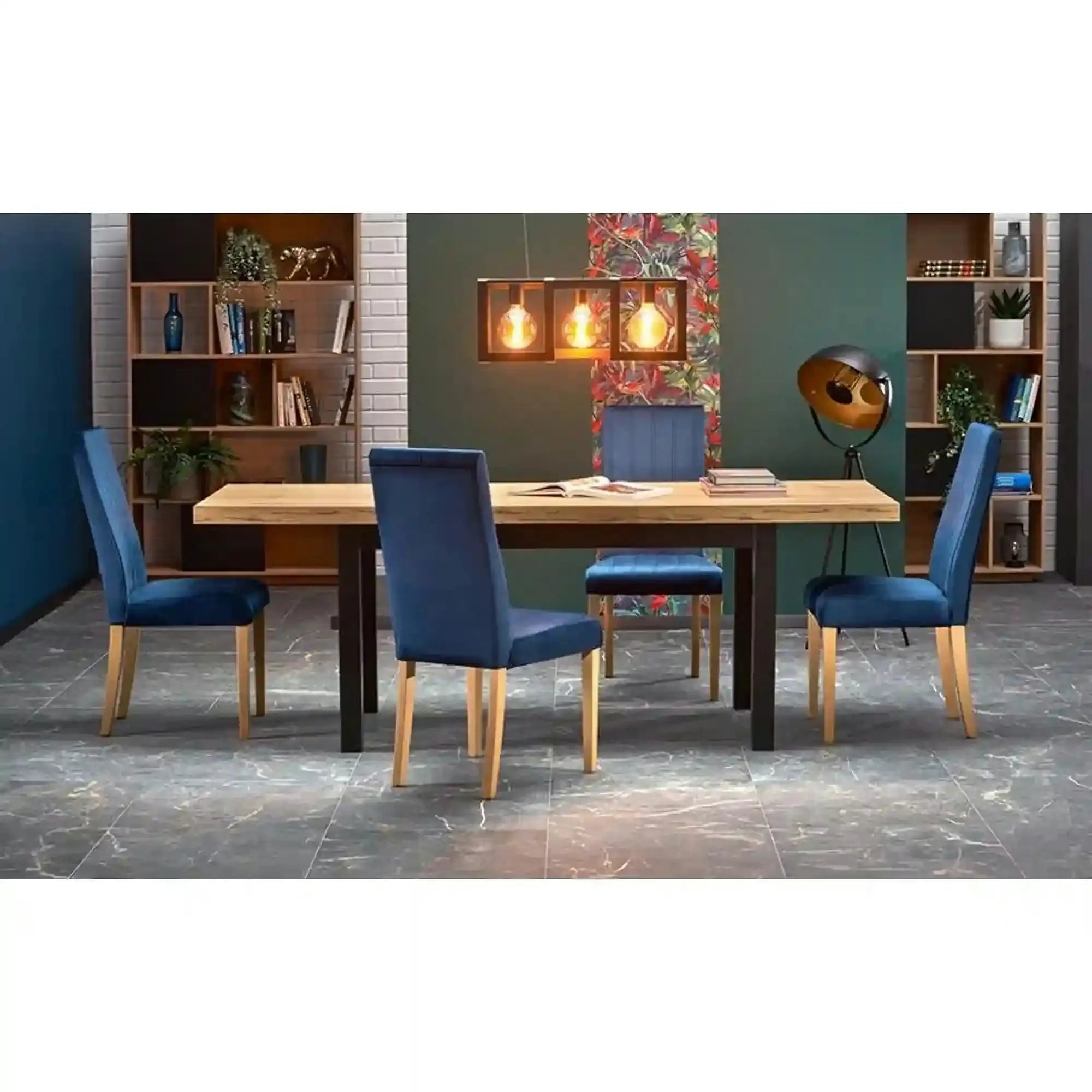Masa extensibila TIAGO, stejar/negru, 140/220x80x76 cm