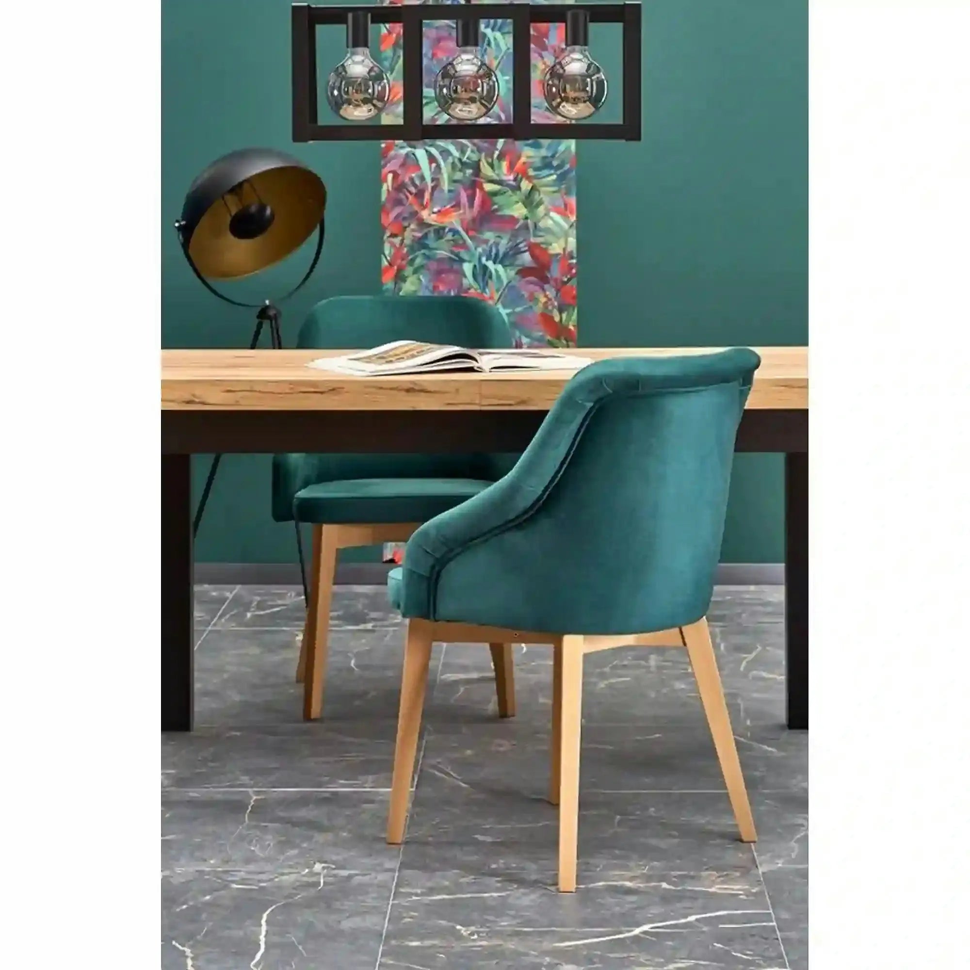 Masa extensibila TIAGO, stejar/negru, 140/220x80x76 cm