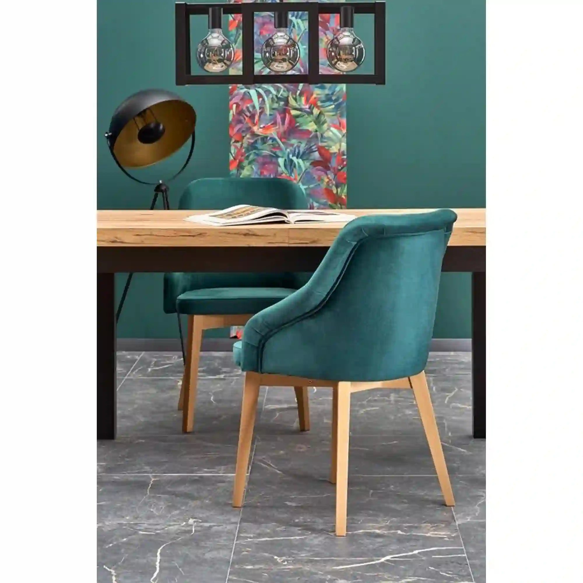 Masa extensibila TIAGO, stejar/negru, 140/220x80x76 cm