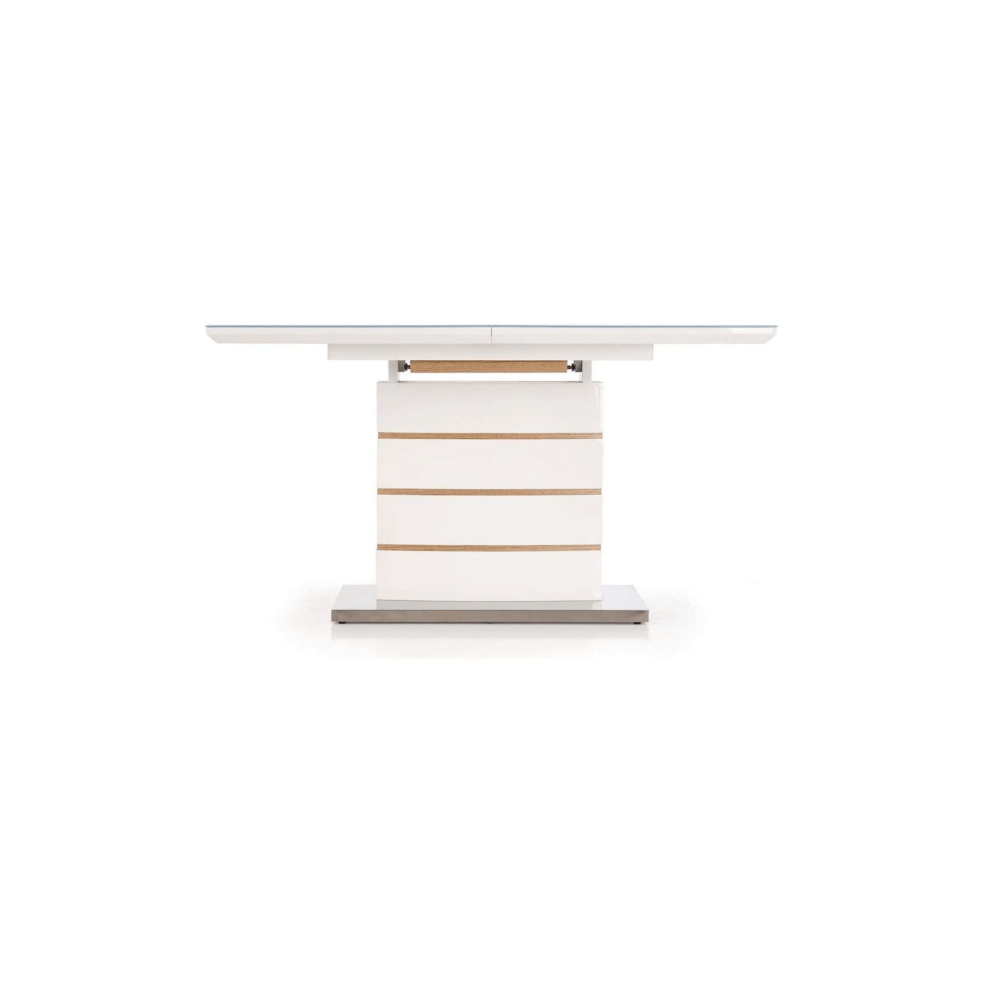 Masa extensibila TORONTO, stejar/alb, sticla/otel, 140/180x80x76 cm